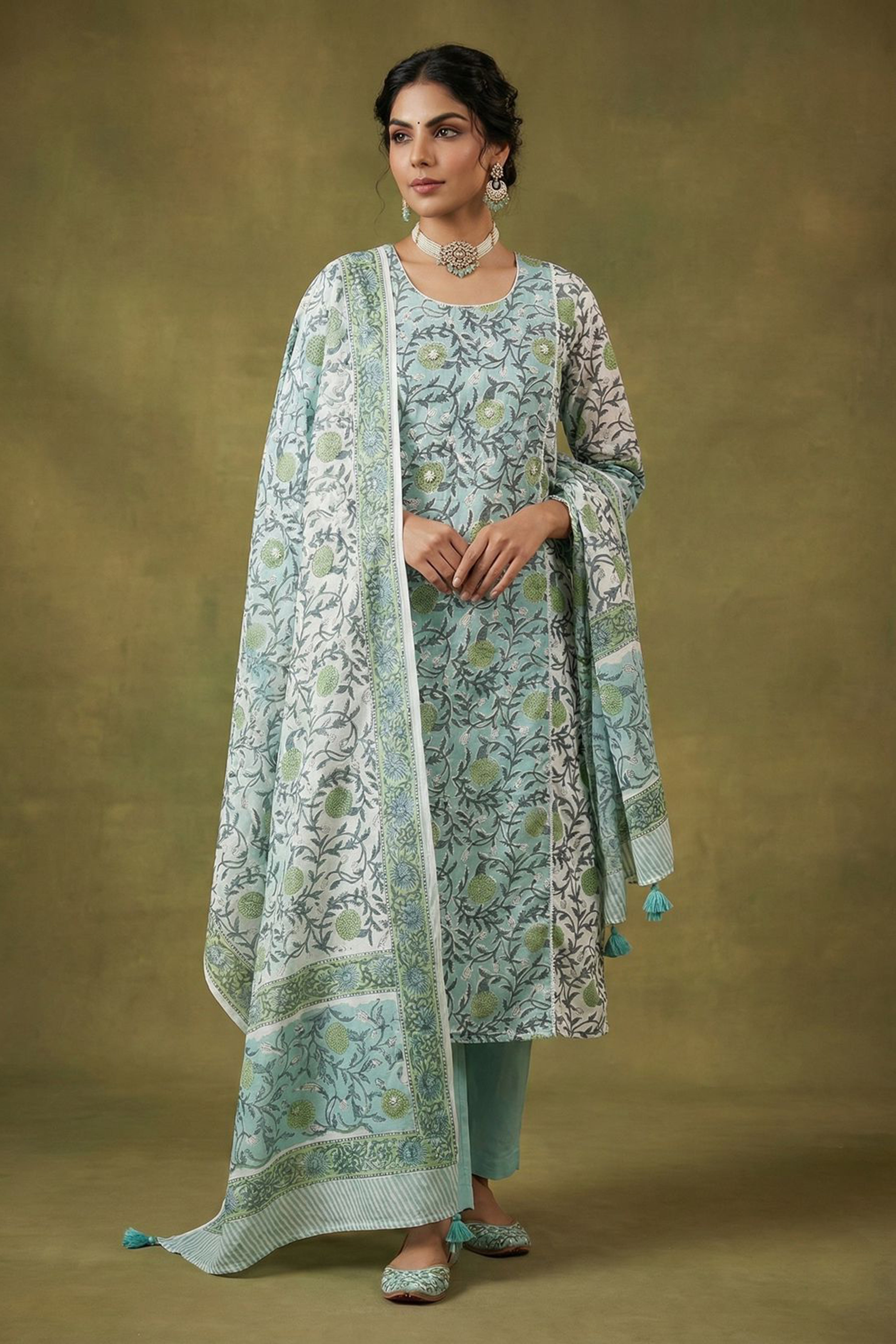 Aqua Straight Fit Cotton Suit Set | HER-450