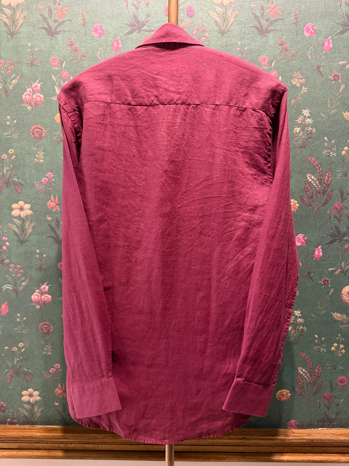 Men’s Wine Pure Linen Full Sleeves Shirt
