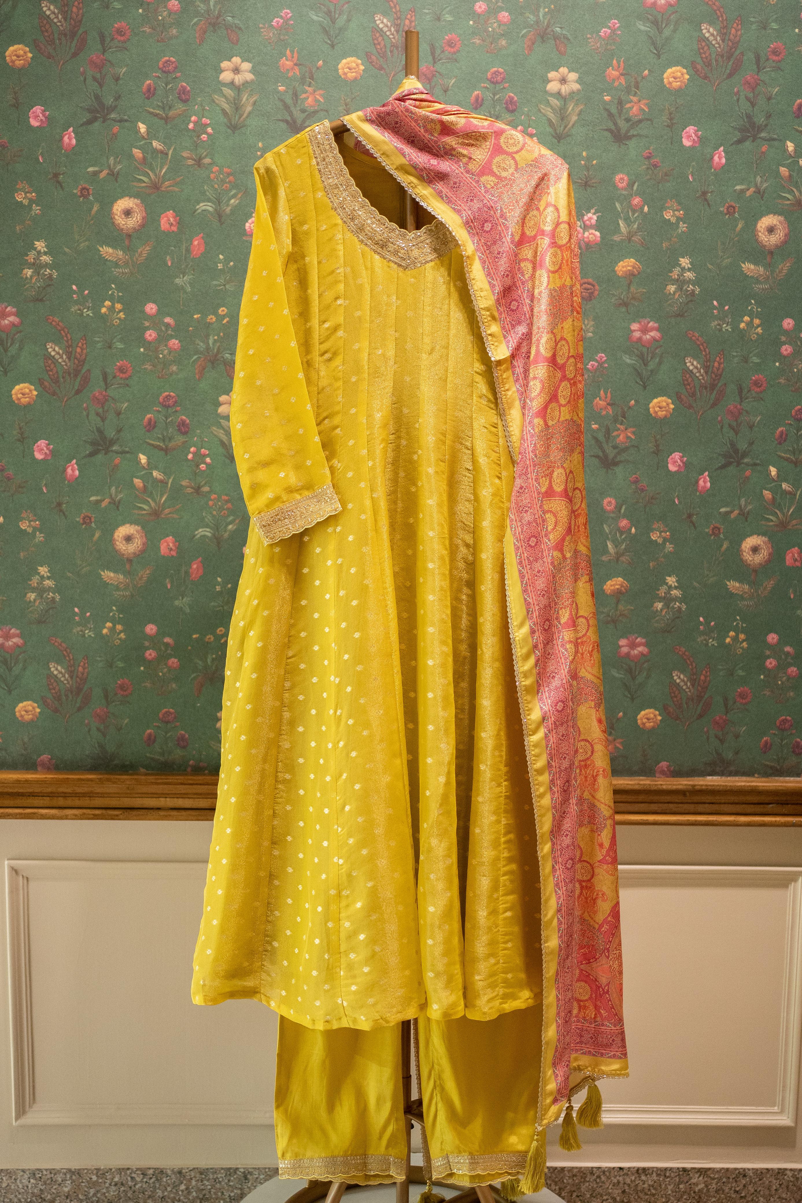 Yellow Kashish Chanderi Silk Suit Set | HER-561