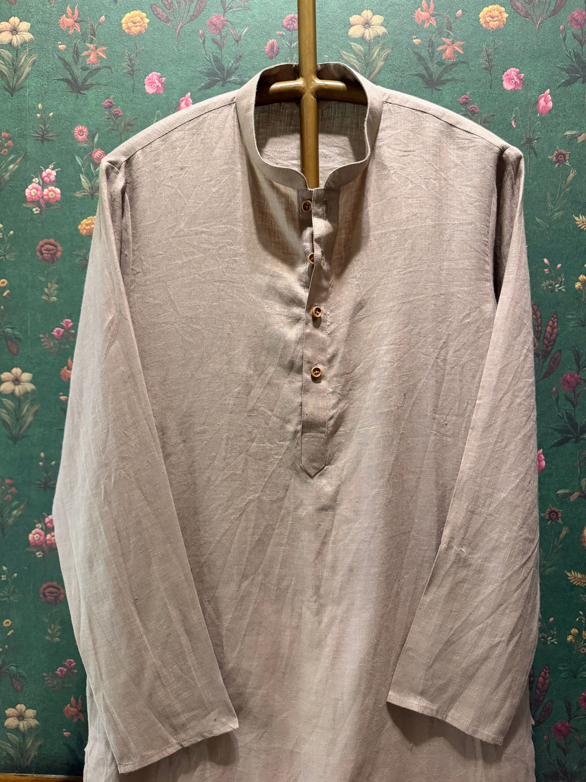 Men’s Pure Linen Kurta Pajama Set – Natural Beige