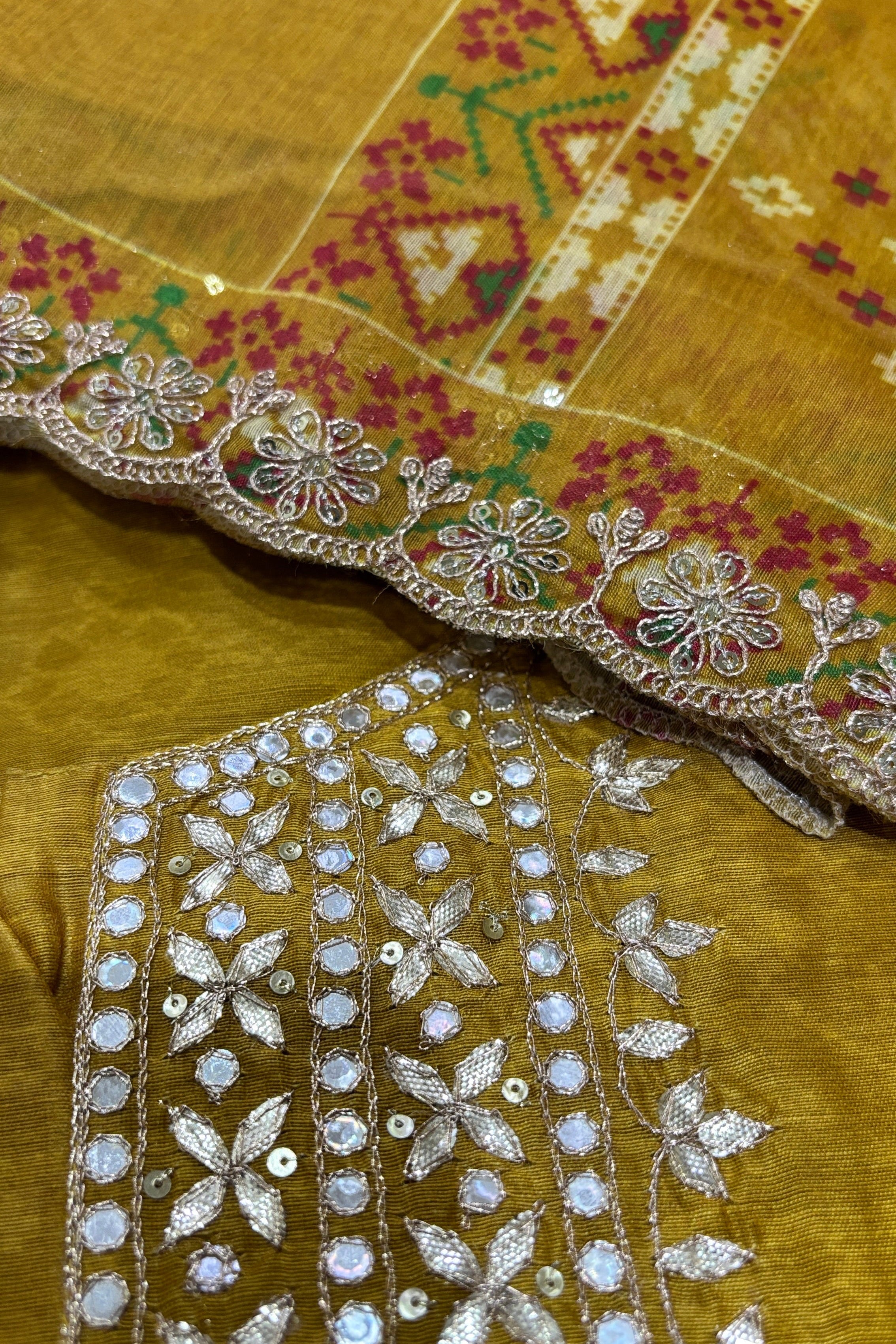 Falak Mustard Yellow Chanderi Suit Set | HER-413