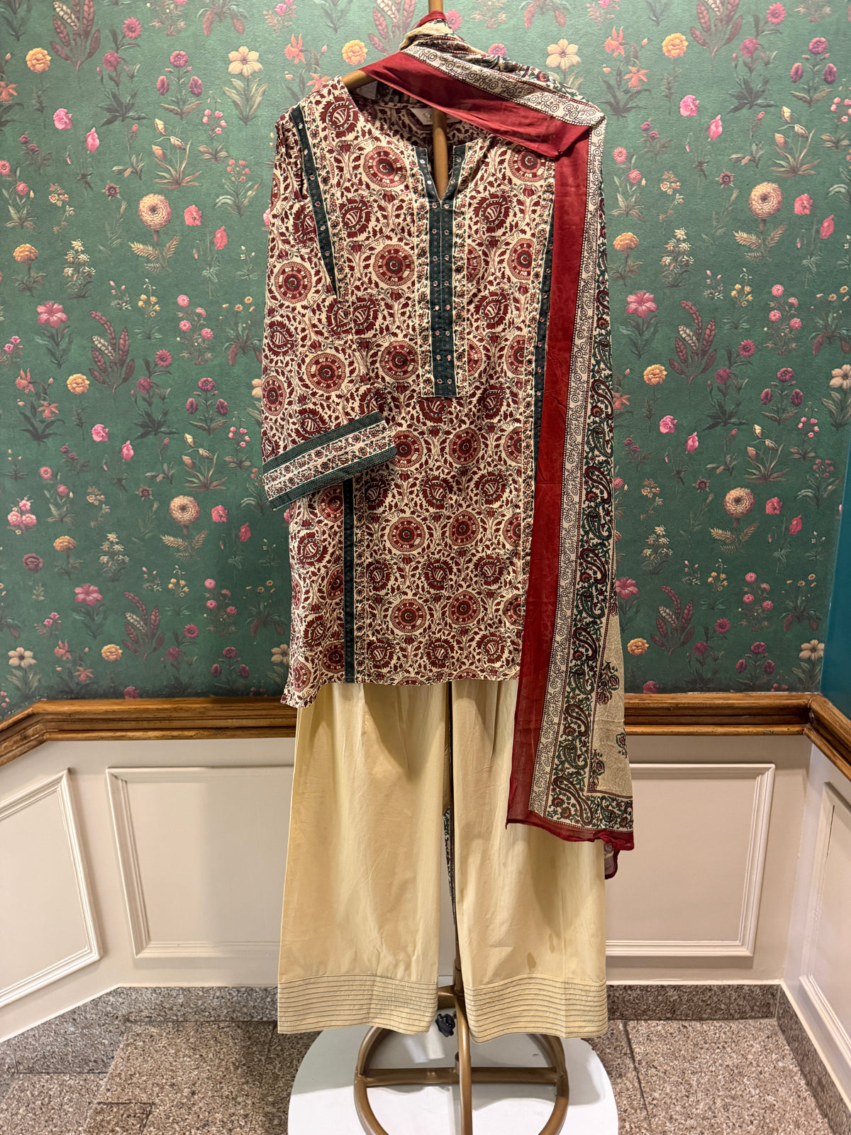 Maroon & Ivory Farshi Salwar Set