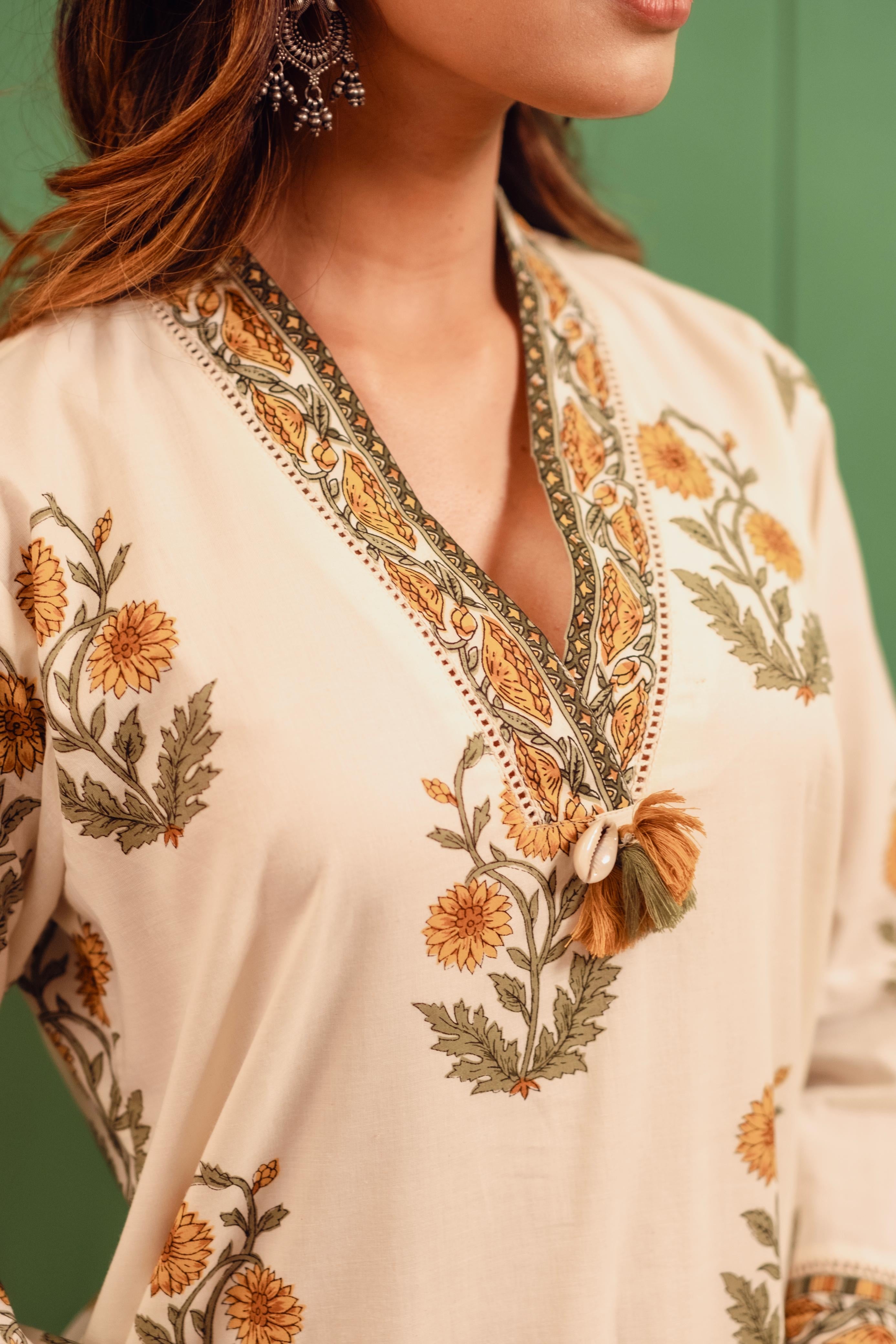 Marigold Whispers Cotton Kurta/Co-ord Set | HER-504