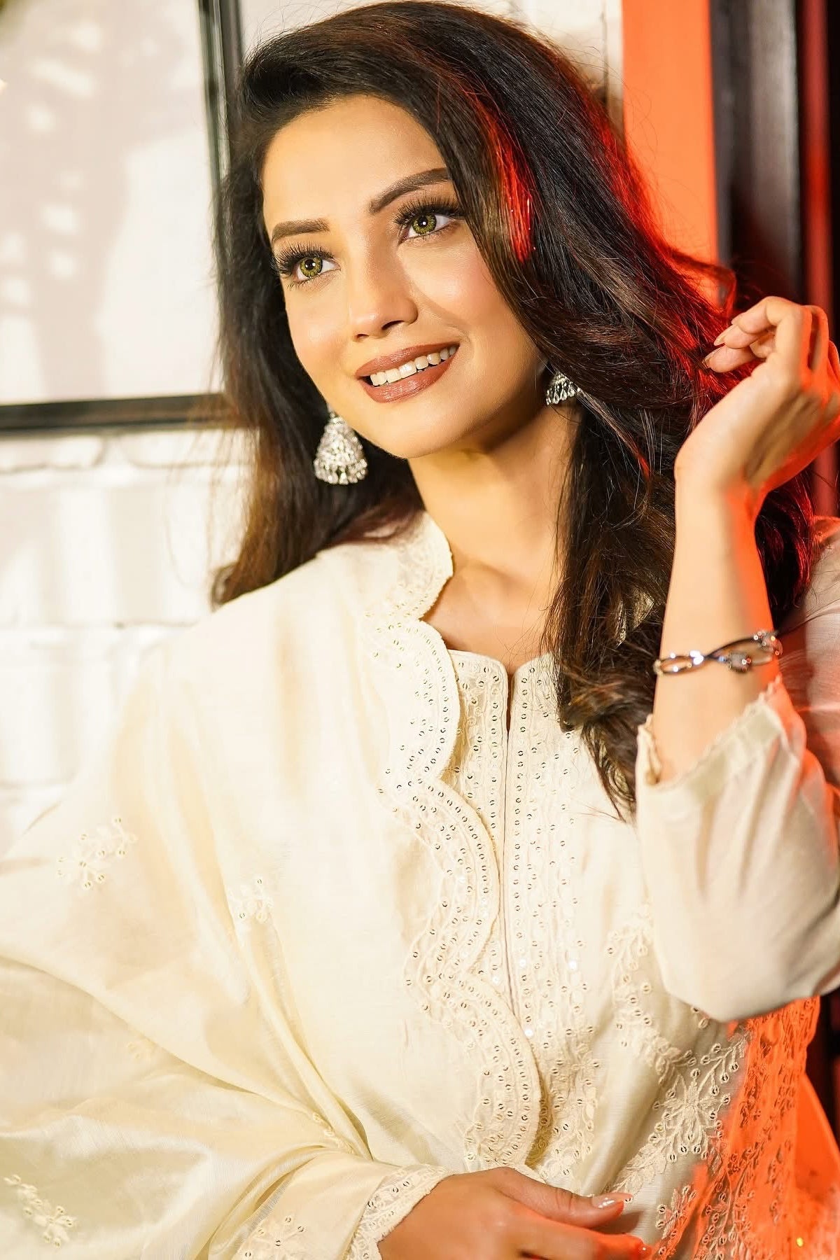 Ziya Off-White Chanderi Suit Set | HER-418