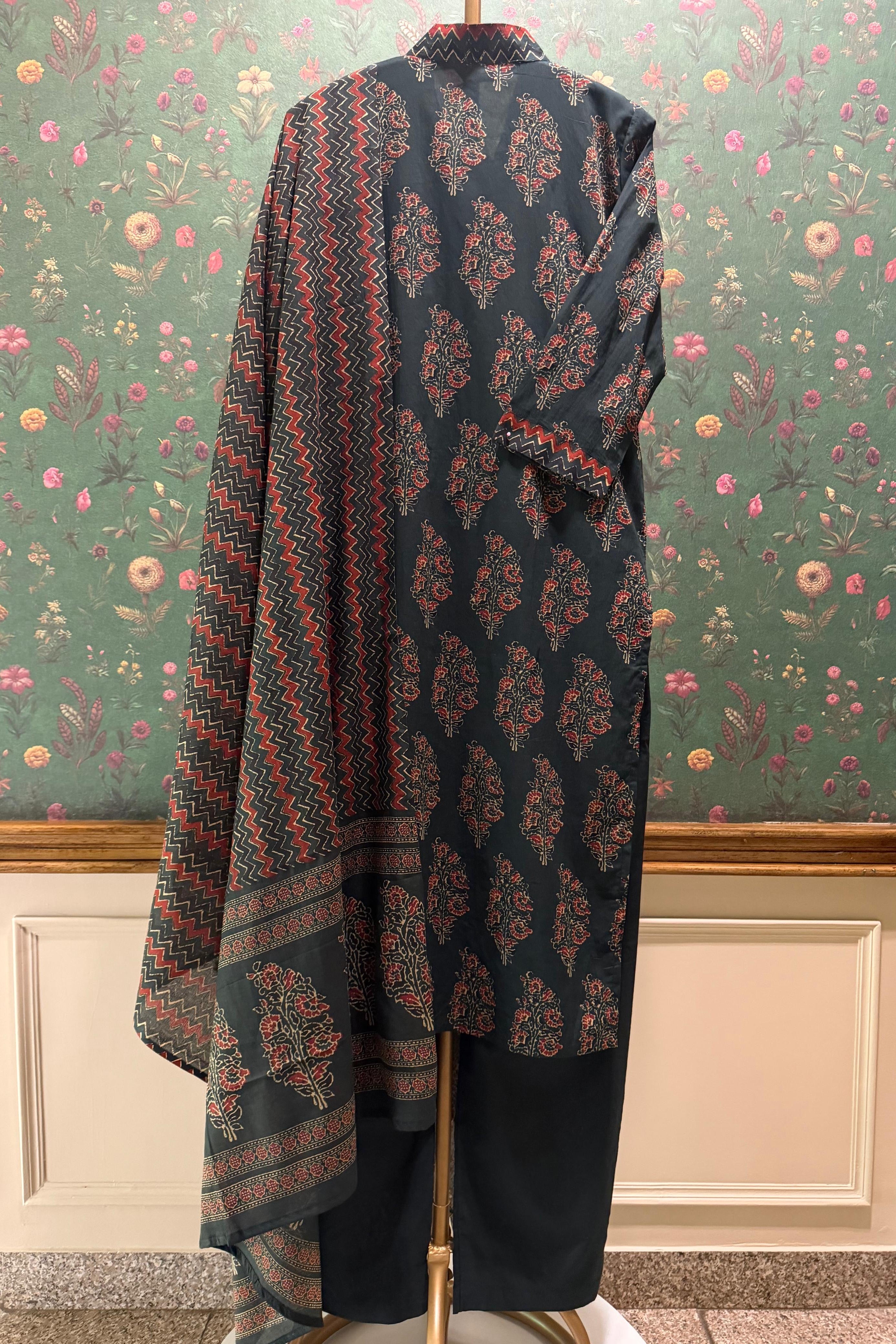 Teal Green Cotton Suit Set | HER-706