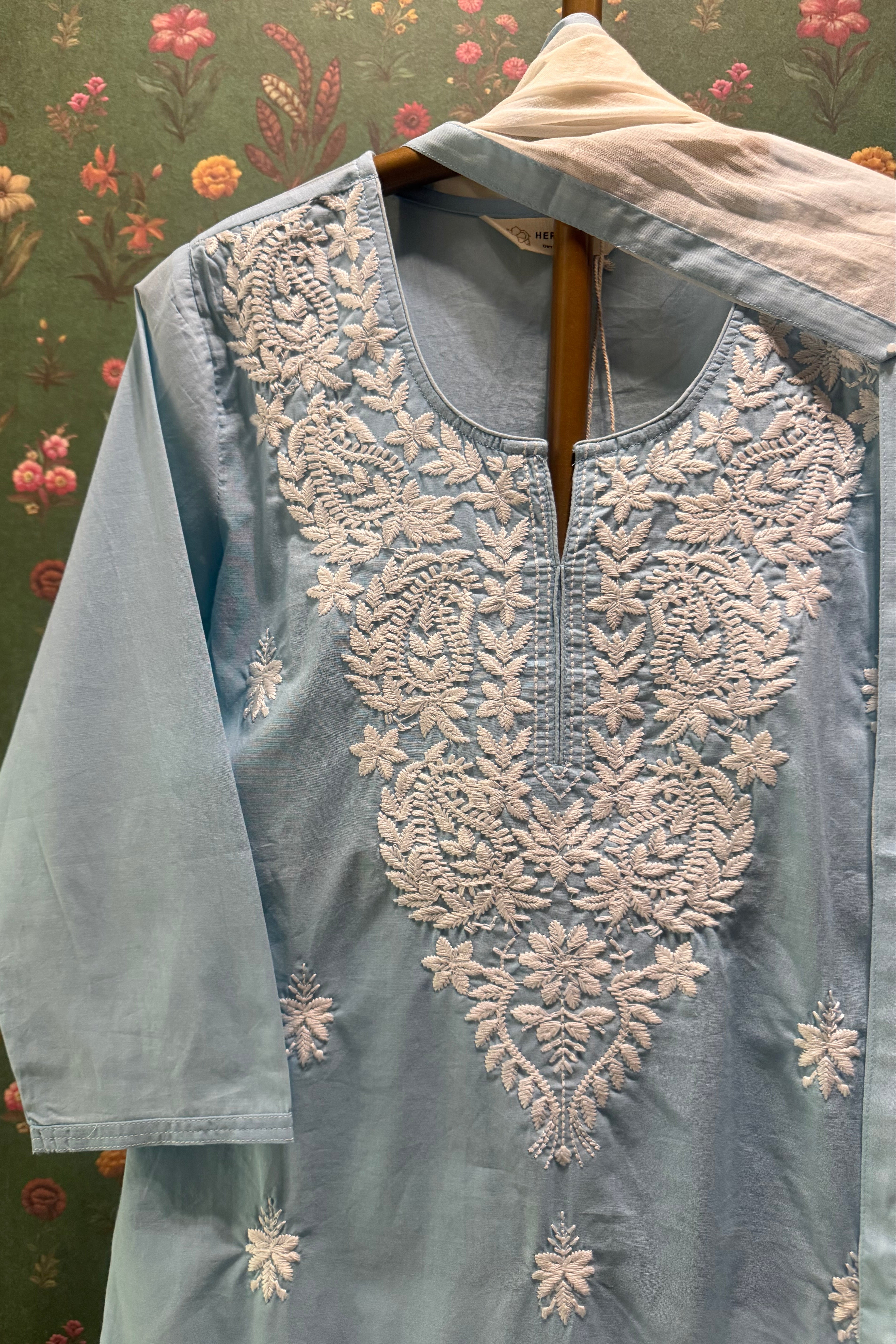 Pastel Blue Chikankari Suit Set | HER-703