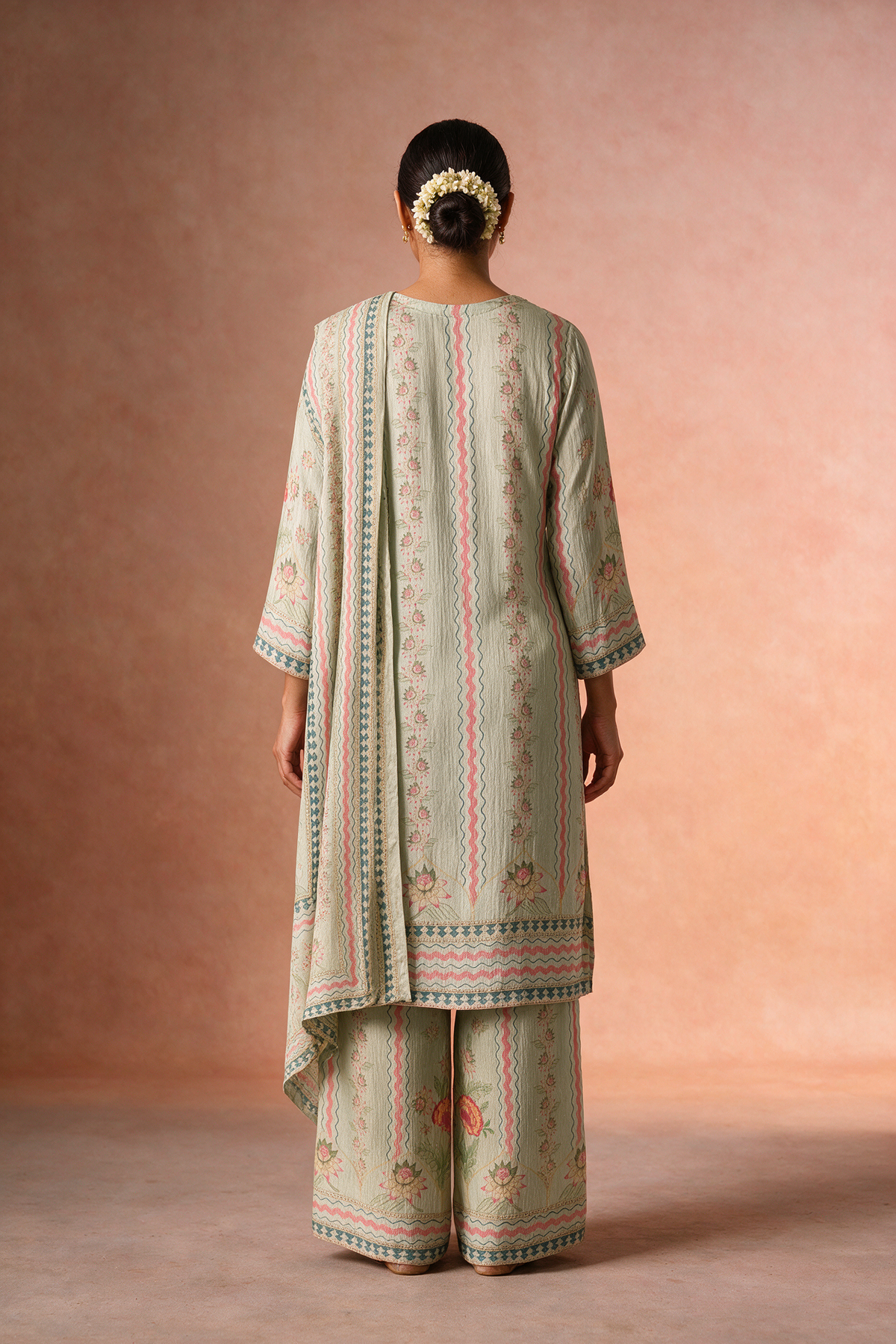 Sage Green Floral Tissue Suit Set