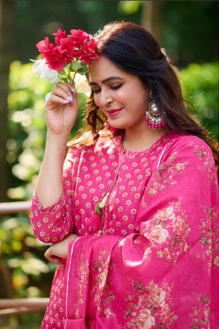 Dark Pink Chanderi Suit Set | HER-410