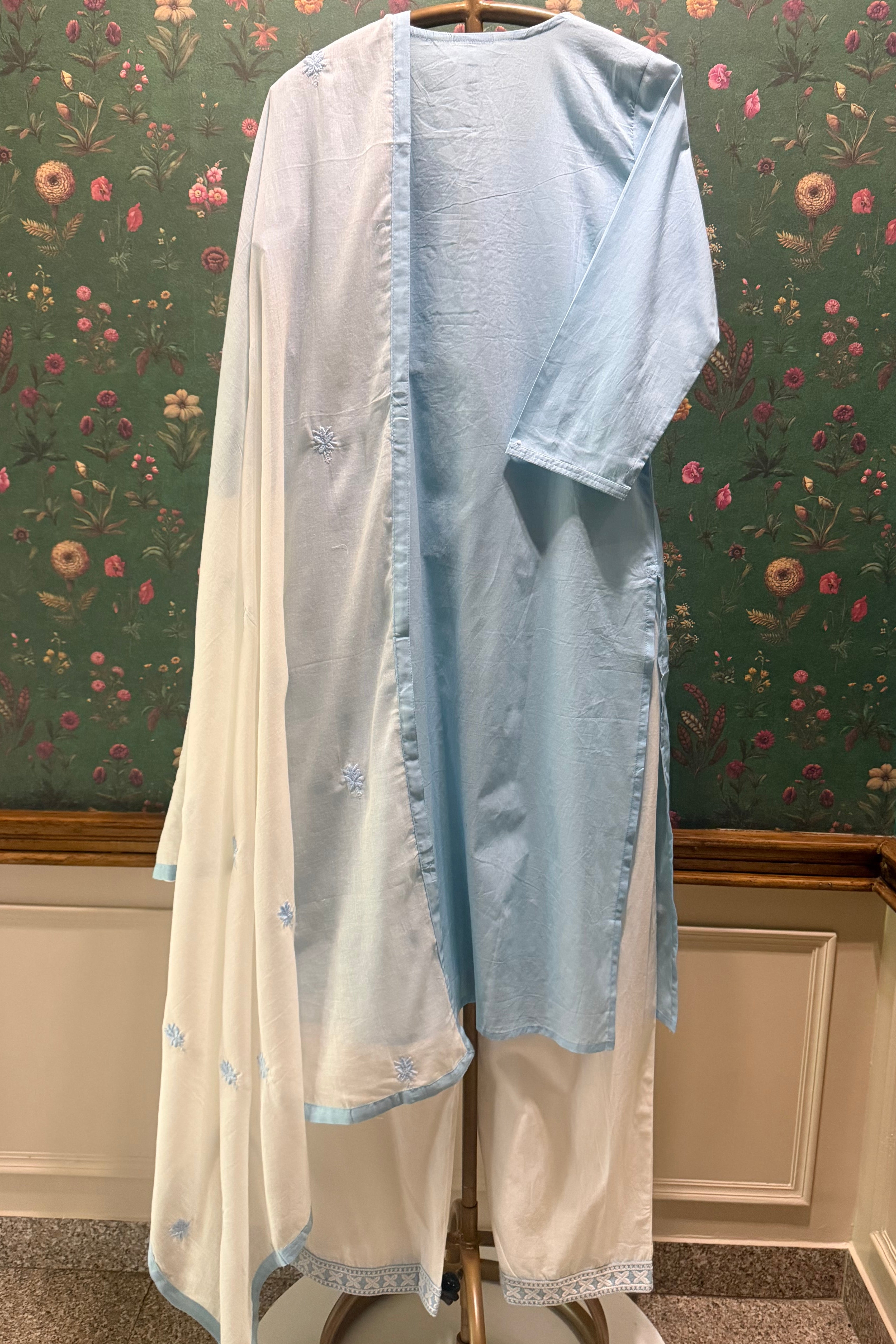 Pastel Blue Chikankari Suit Set | HER-703