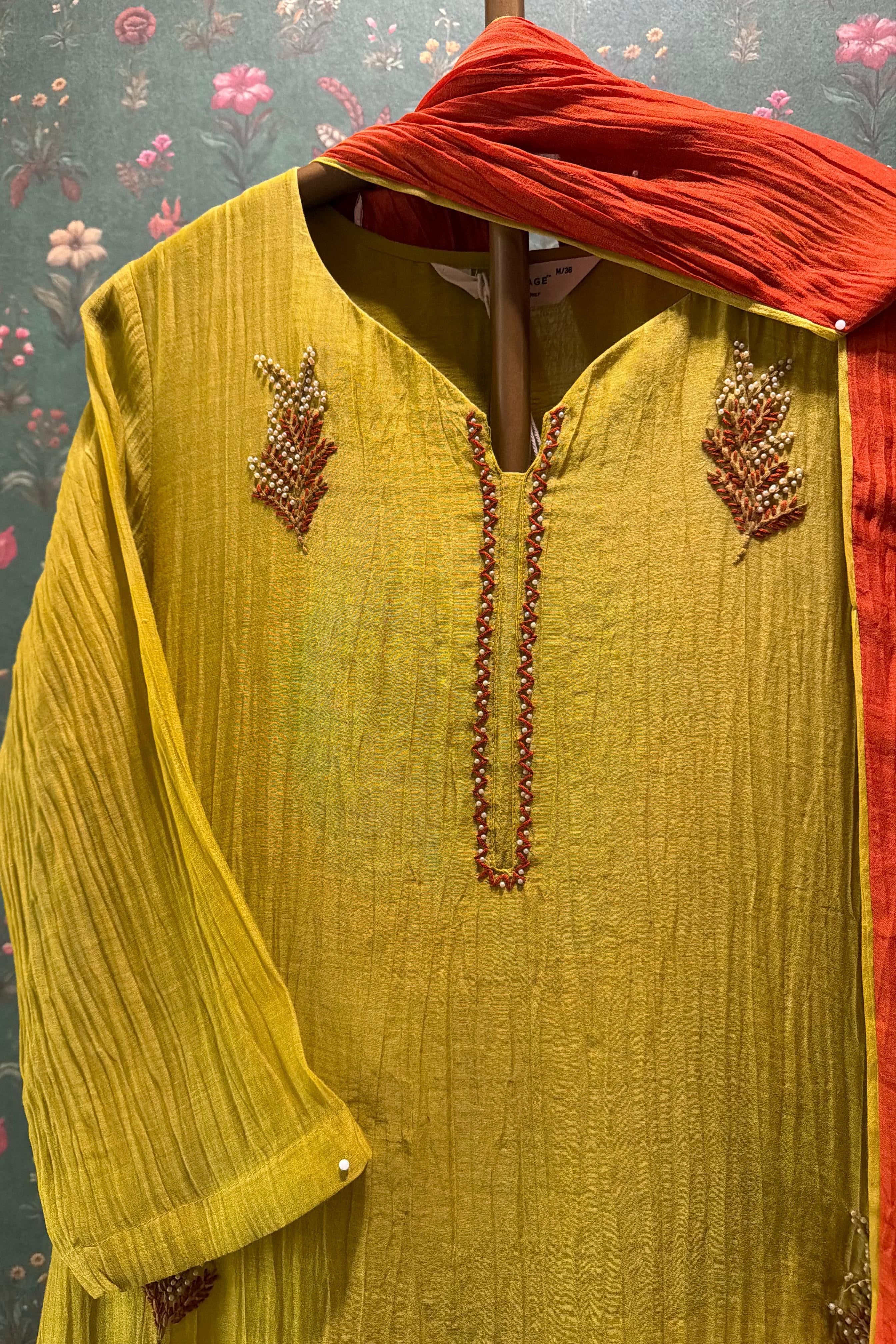 Vanyara Lime Green A-Line Mul Chanderi Suit Set | HER-625