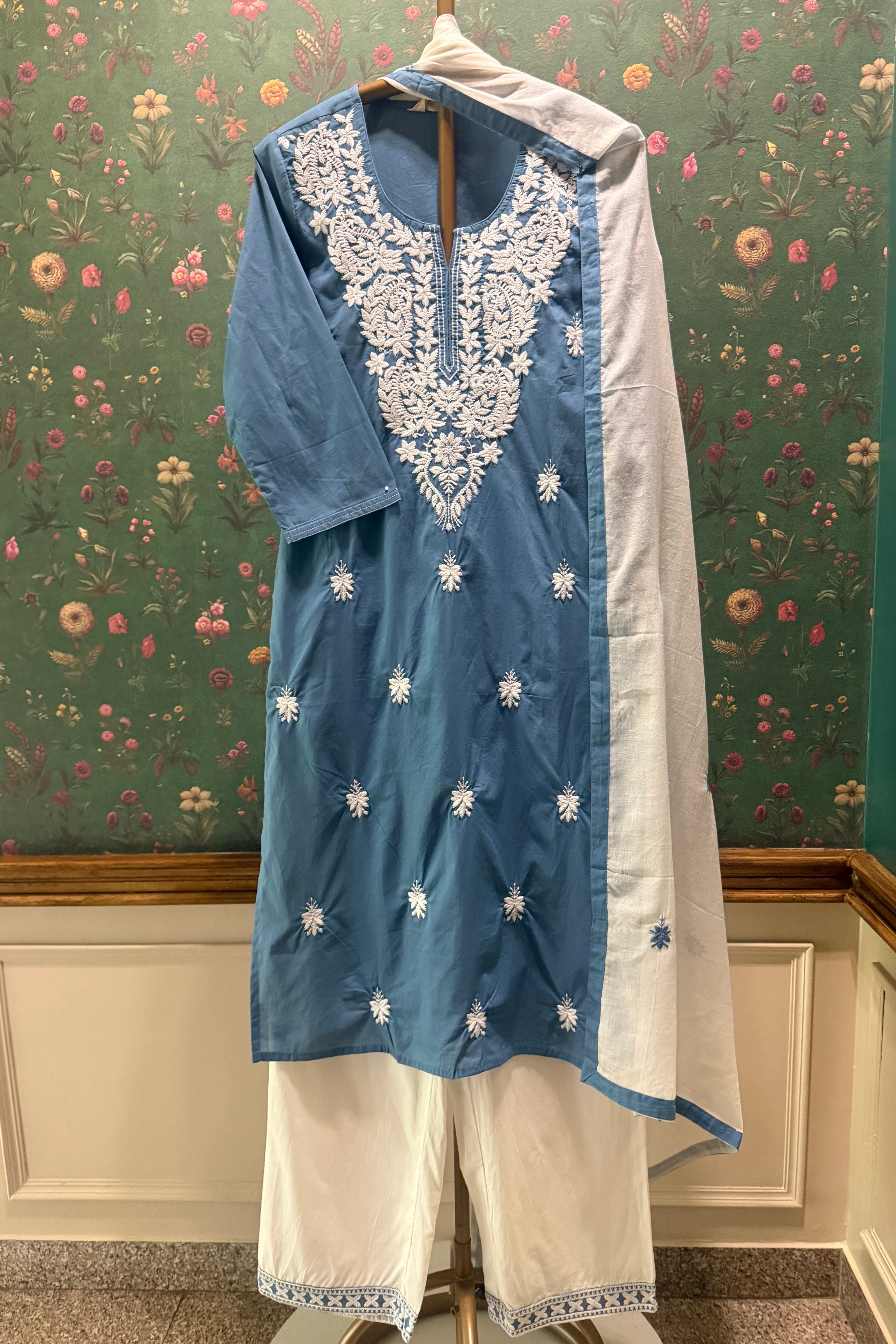 Blue Chikankari Suit Set | HER-703