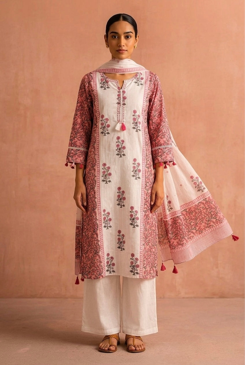 Rosé Vine Cotton Suit Set | HER-567