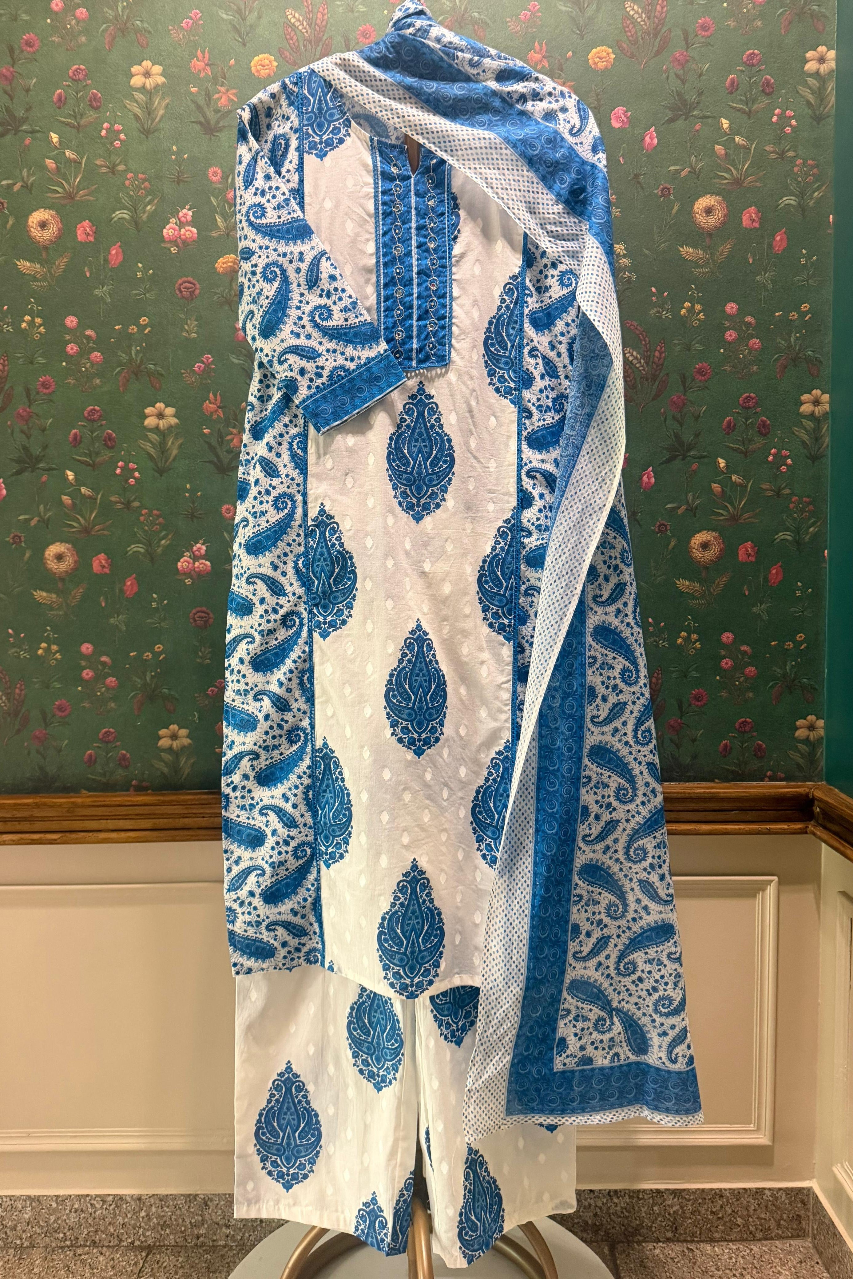 Zarifa Blue Cotton Suit Set | HER-717