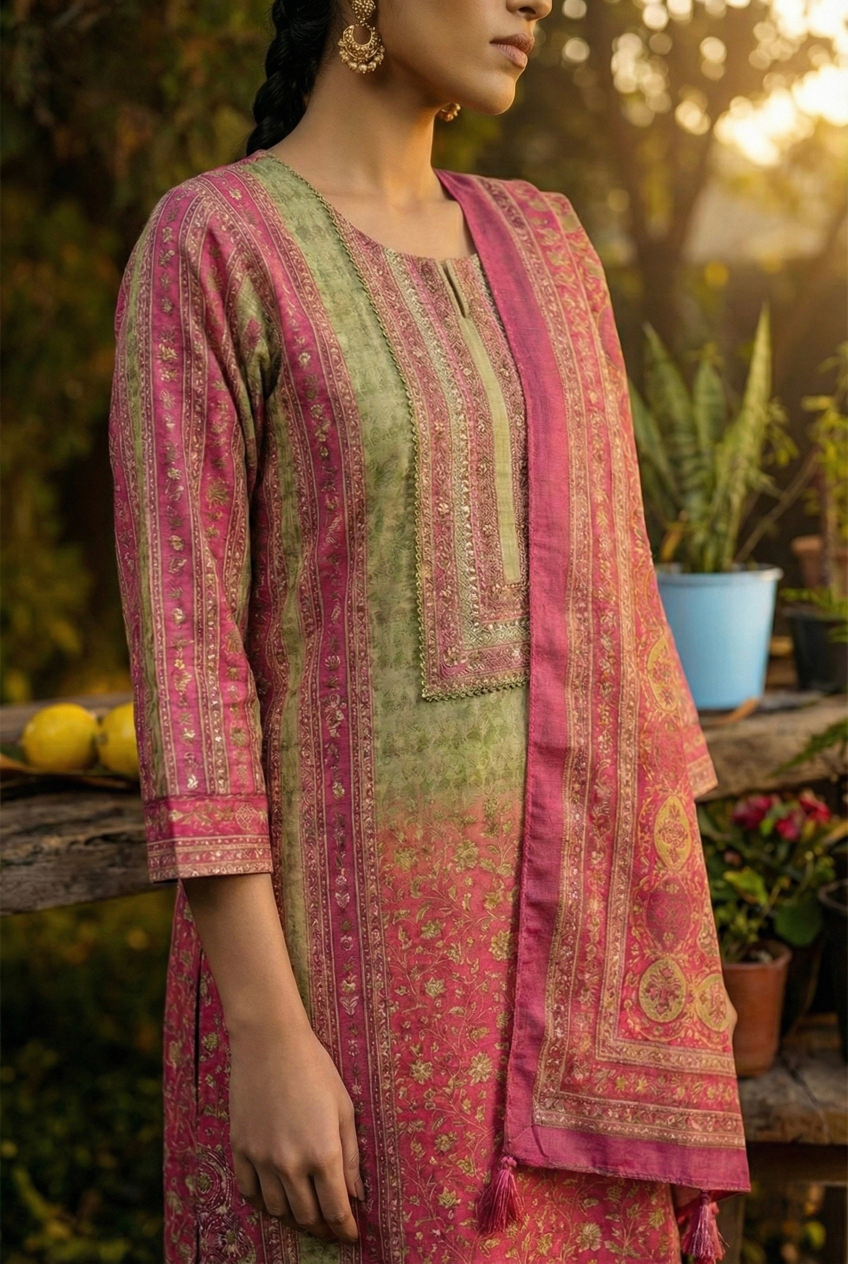 Meher Gul Sage Suit Set | HER-602