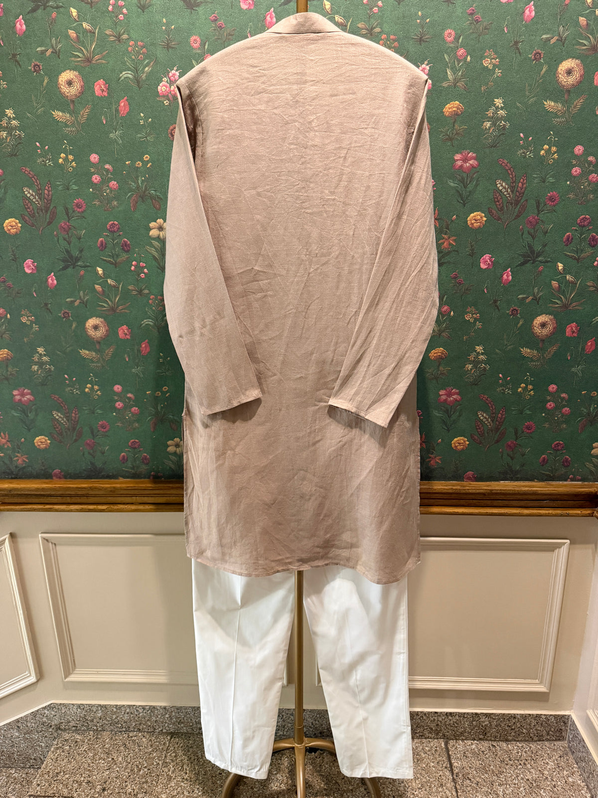 Men’s Pure Linen Kurta Pajama Set – Natural Beige