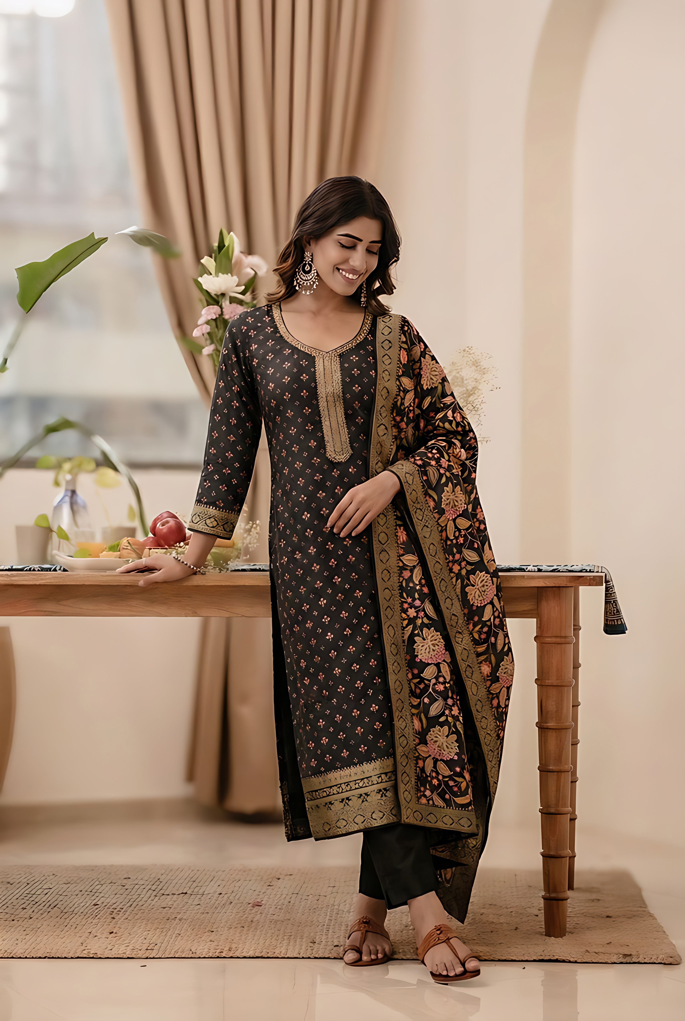 Kanika Black Banarasi Suit Set | HER-557