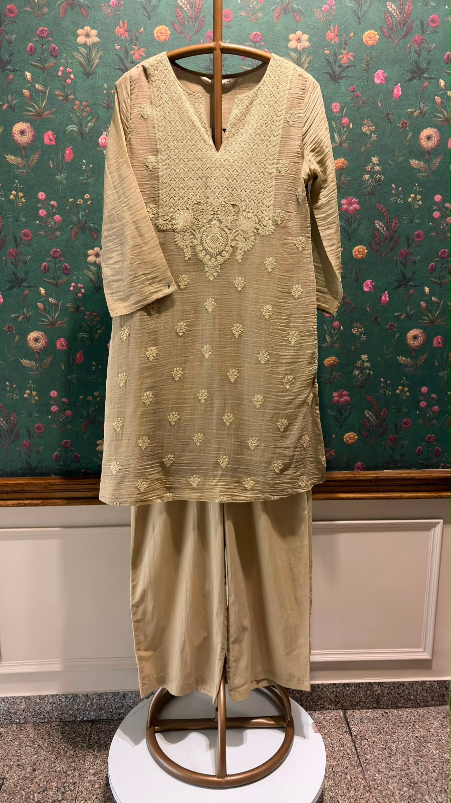 Sand Beige Mul-Chanderi Kurta Set
