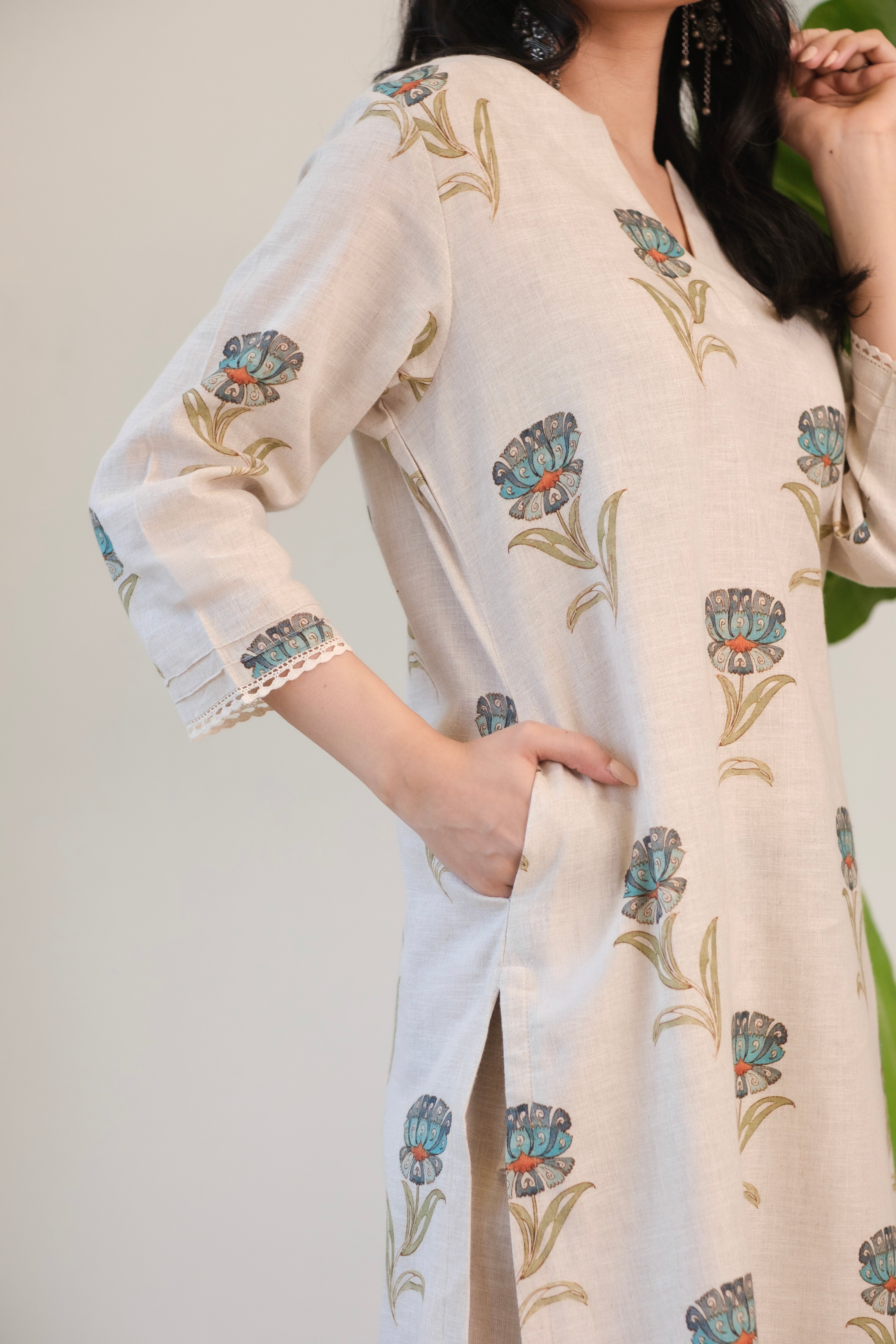 Tavisha Bloom Pure Linen Co-ord/Kurta Set