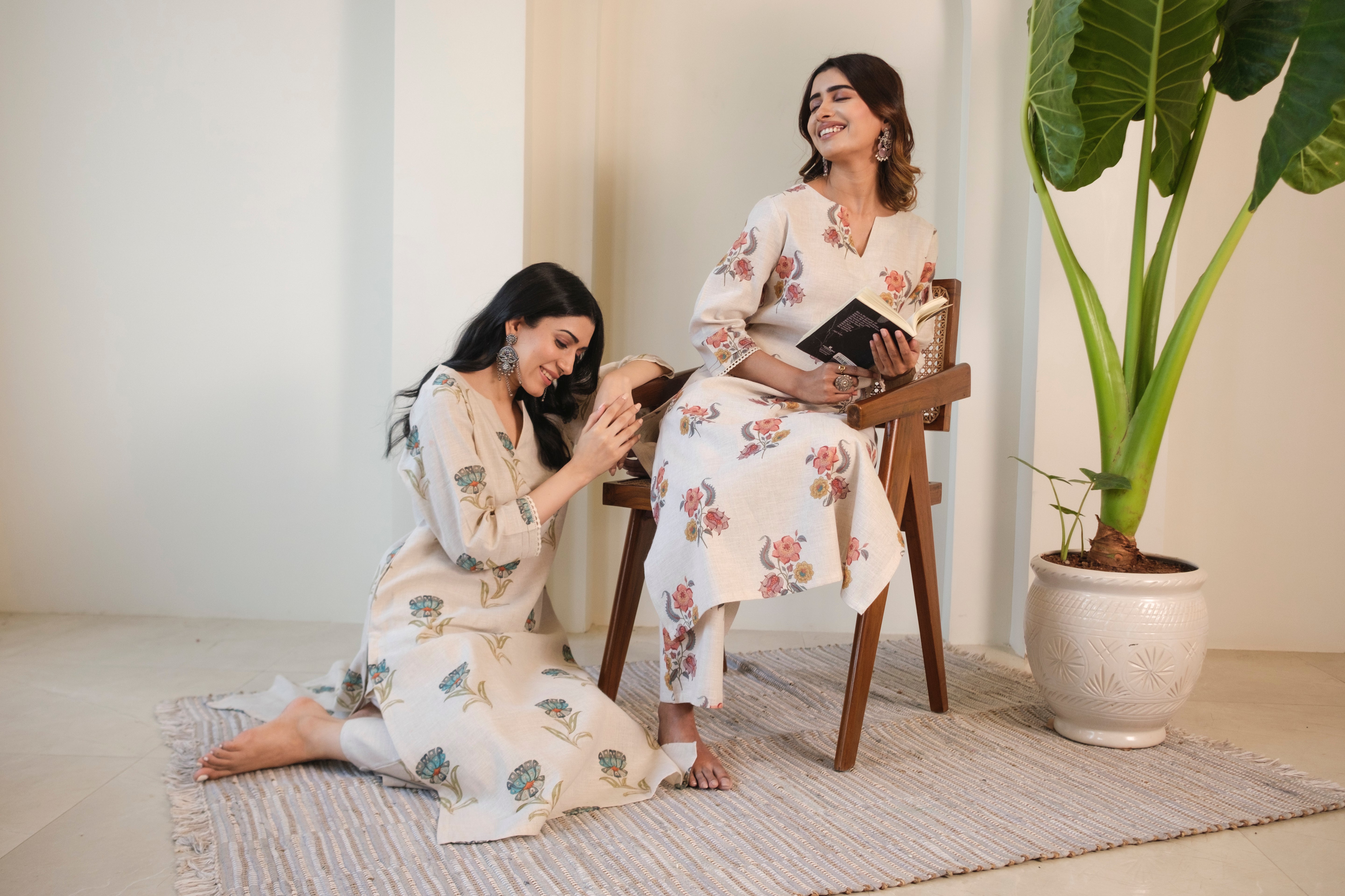 Tavisha Bloom Pure Linen Co-ord/Kurta Set