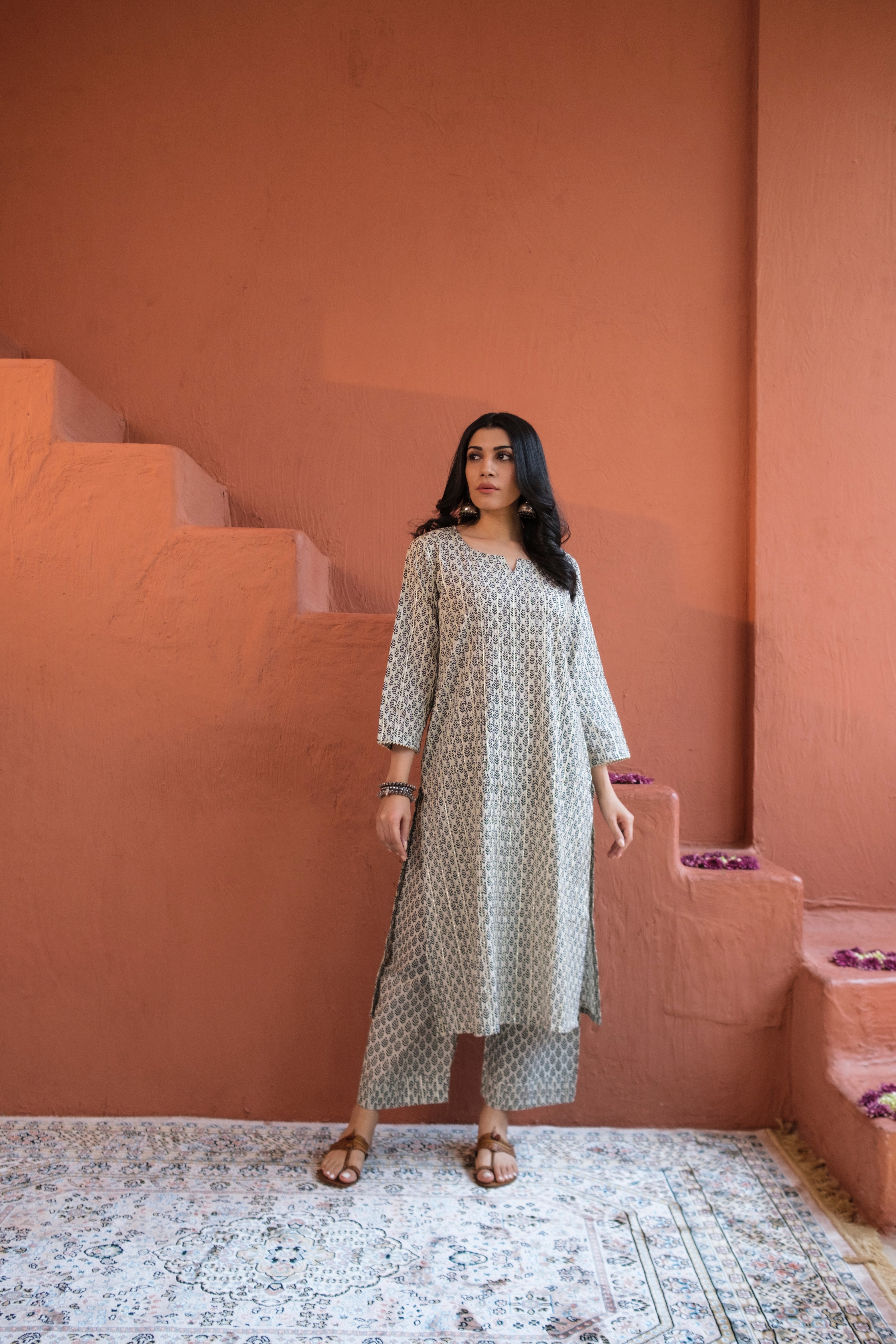 Saaz Black Printed Cotton Co-ord Set | HER-506 BLACK