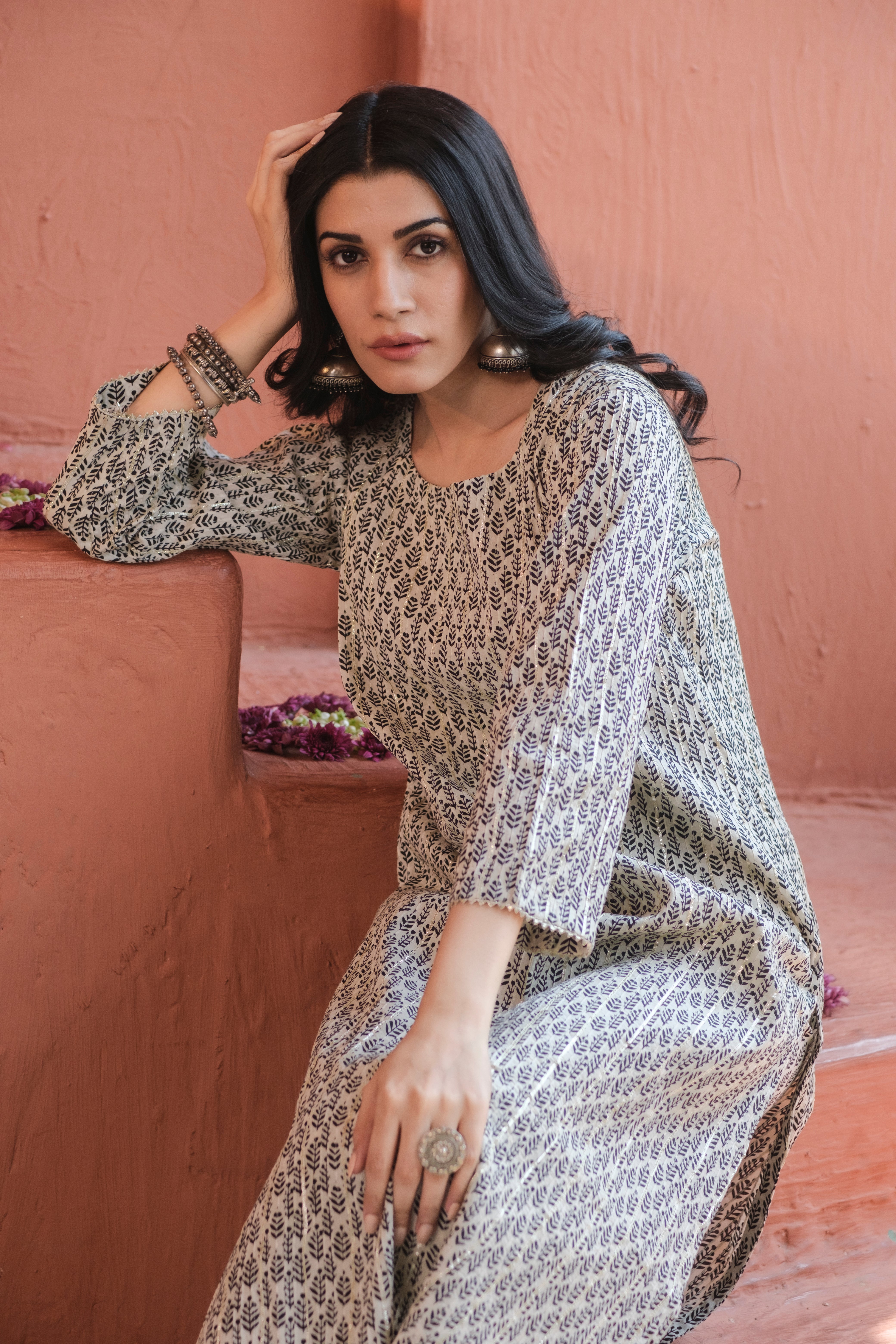 Saaz Black Printed Cotton Co-ord Set | HER-506 BLACK