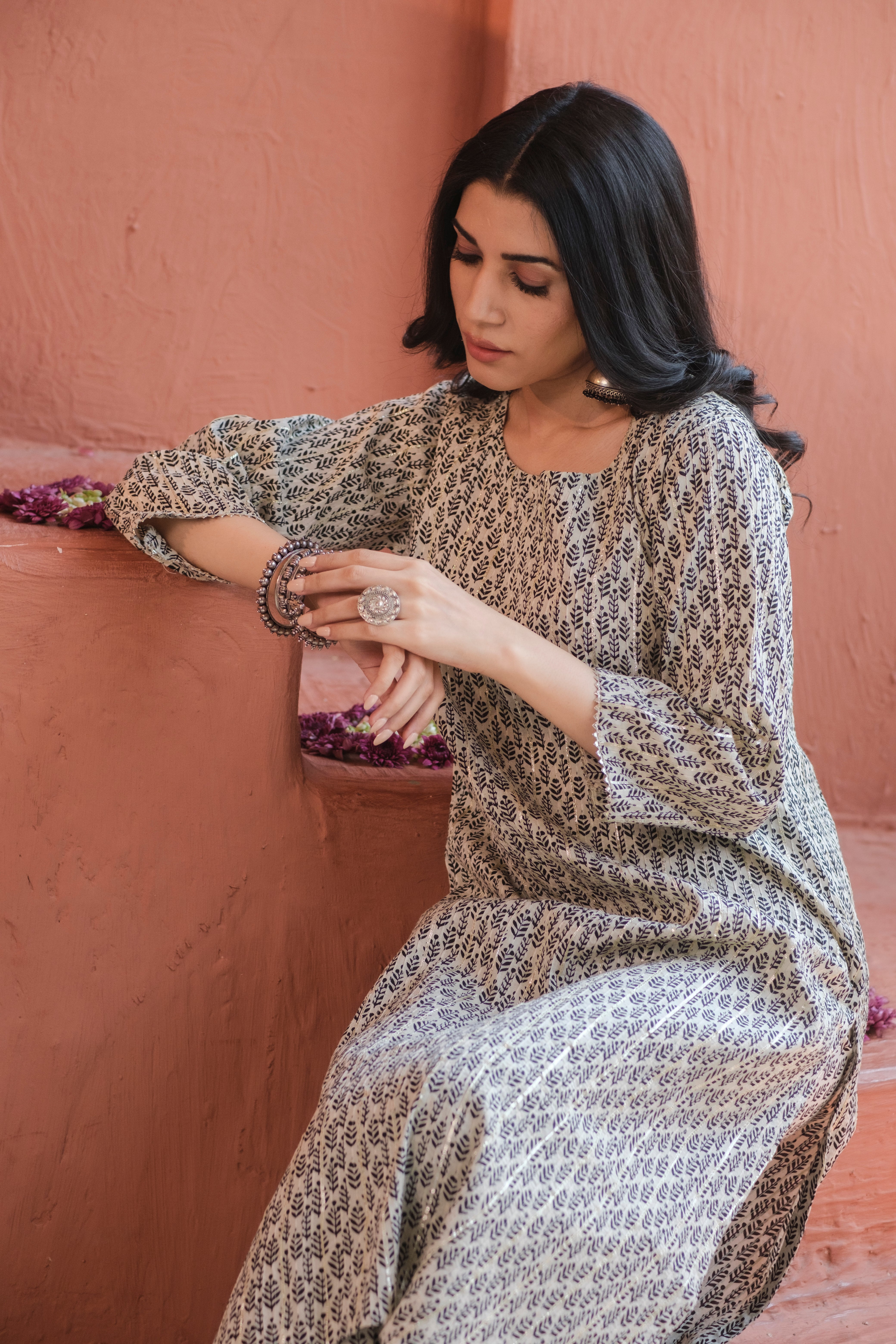 Saaz Black Printed Cotton Co-ord Set | HER-506 BLACK