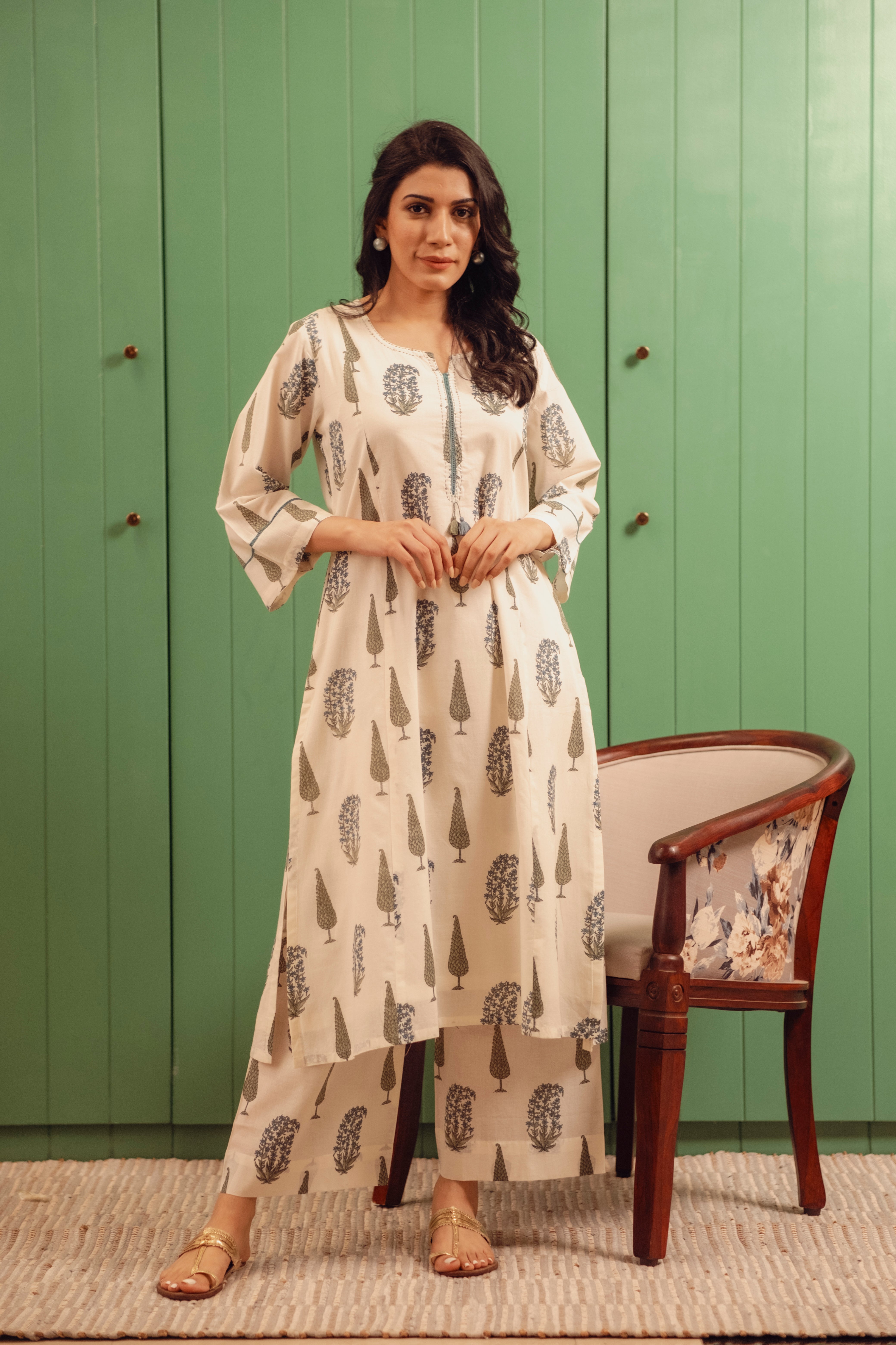 Paisley Hand-block Cotton Kurta/Co-ord Set | HER-520