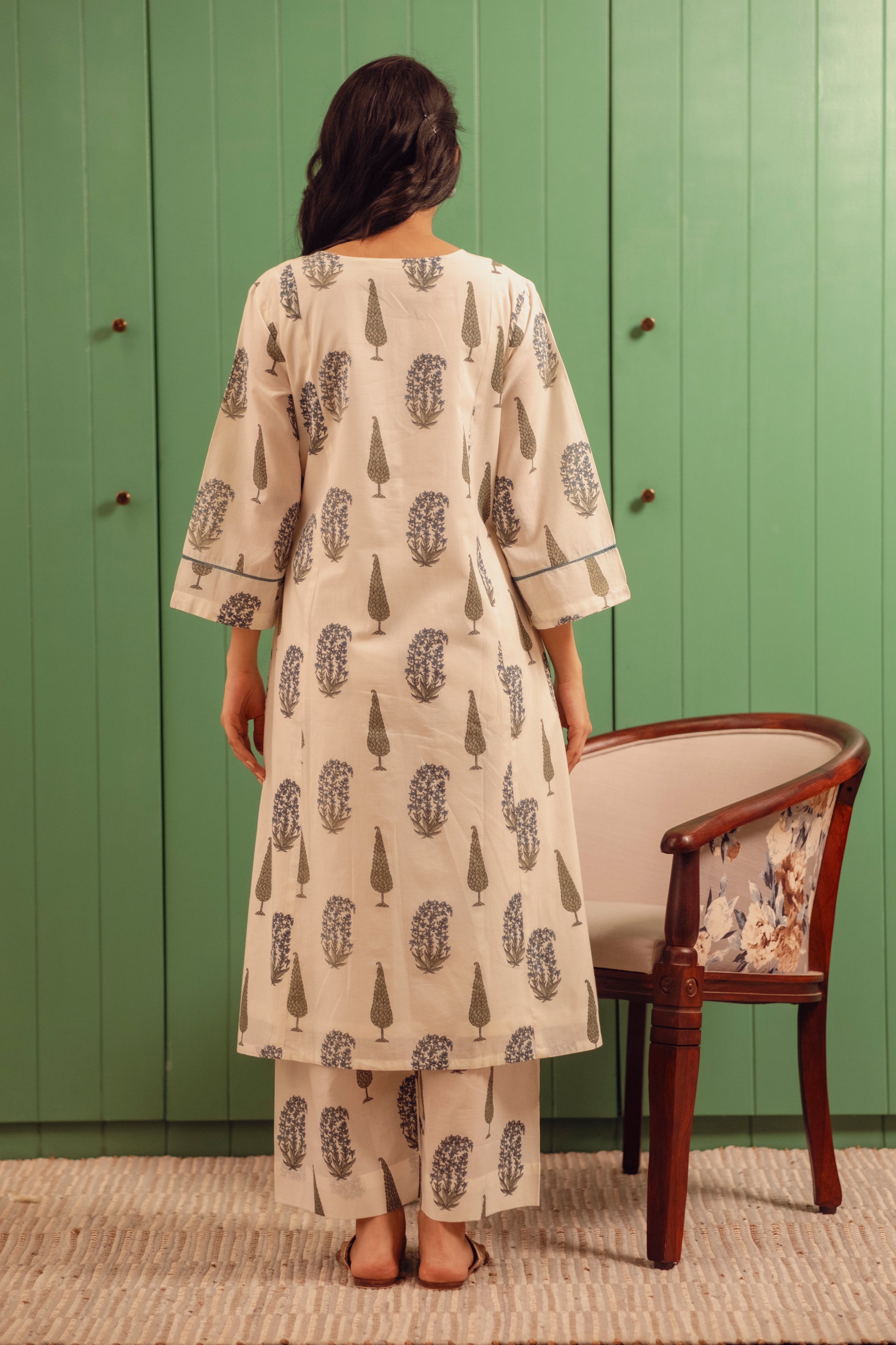 Paisley Hand-block Cotton Kurta/Co-ord Set | HER-520