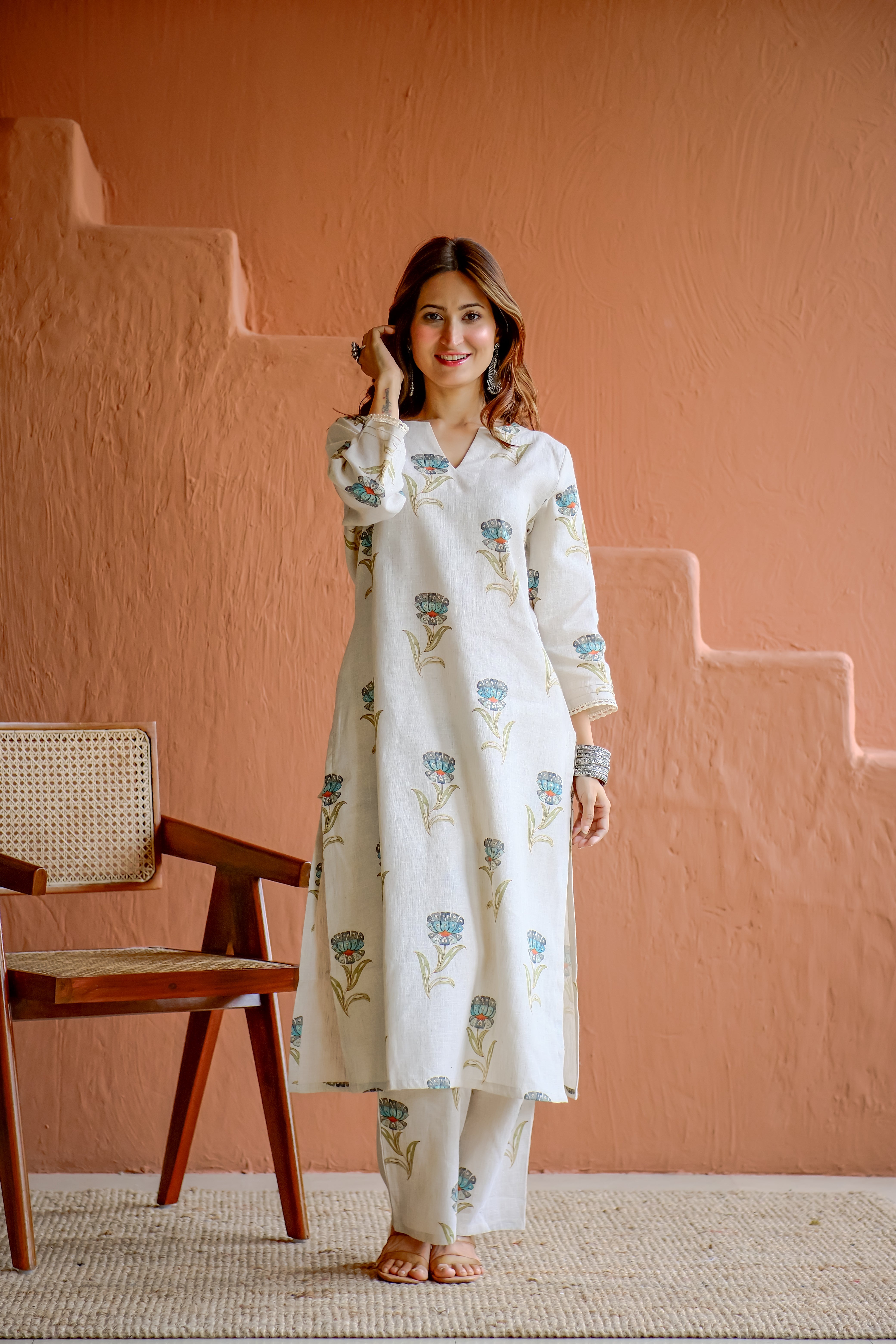 Tavisha Bloom Pure Linen Co-ord/Kurta Set