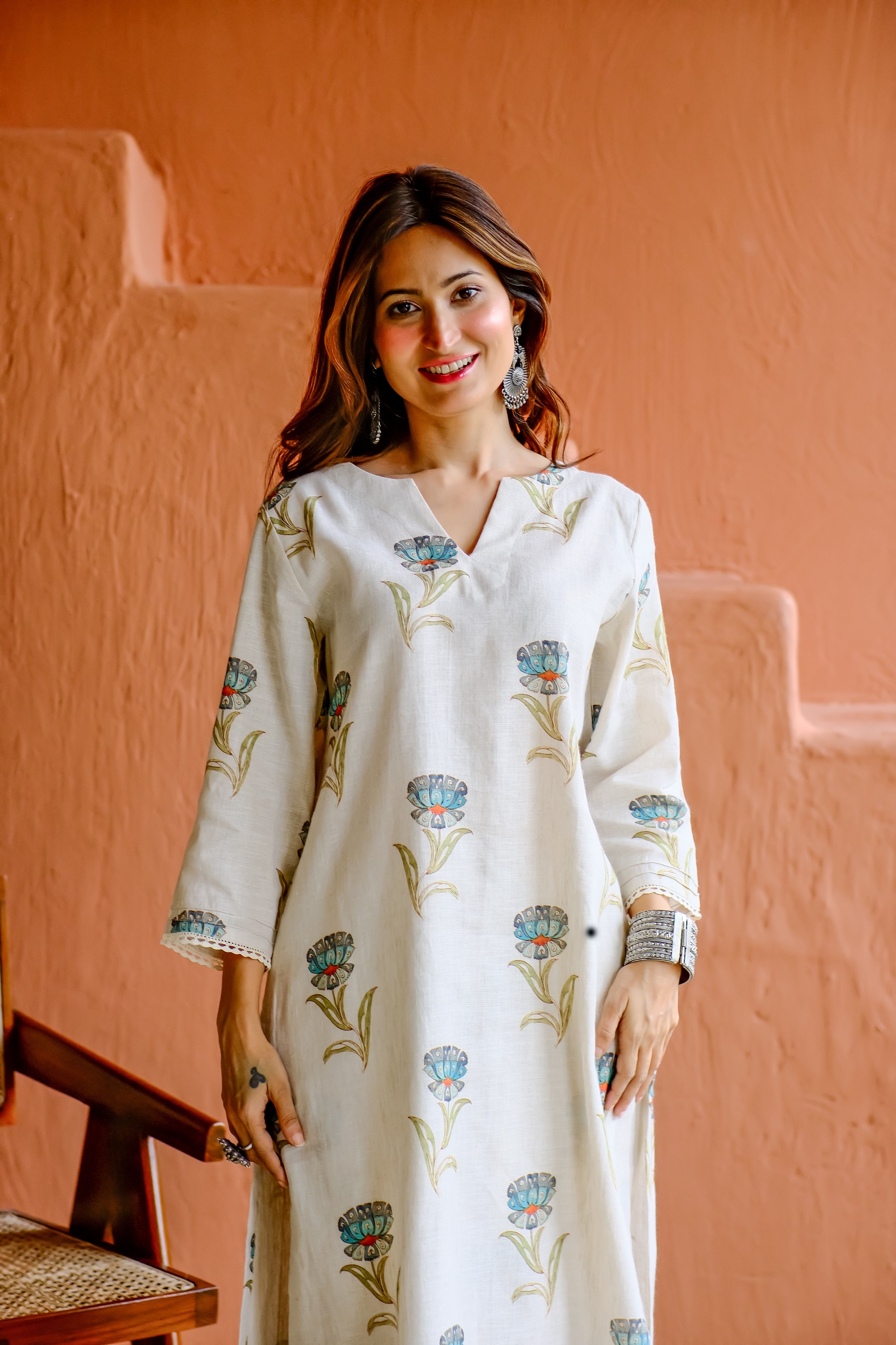 Tavisha Bloom Pure Linen Co-ord/Kurta Set