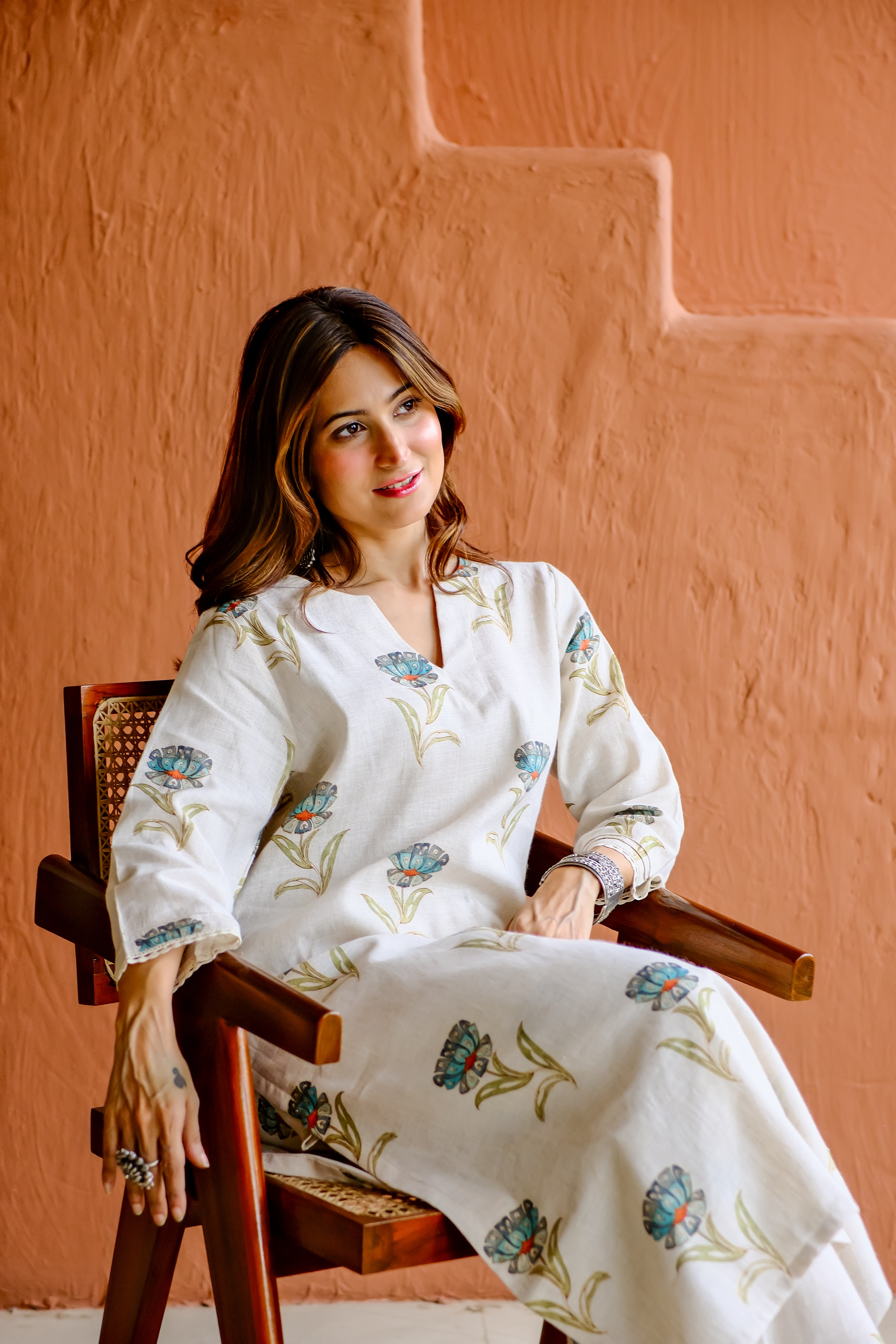 Tavisha Bloom Pure Linen Co-ord/Kurta Set