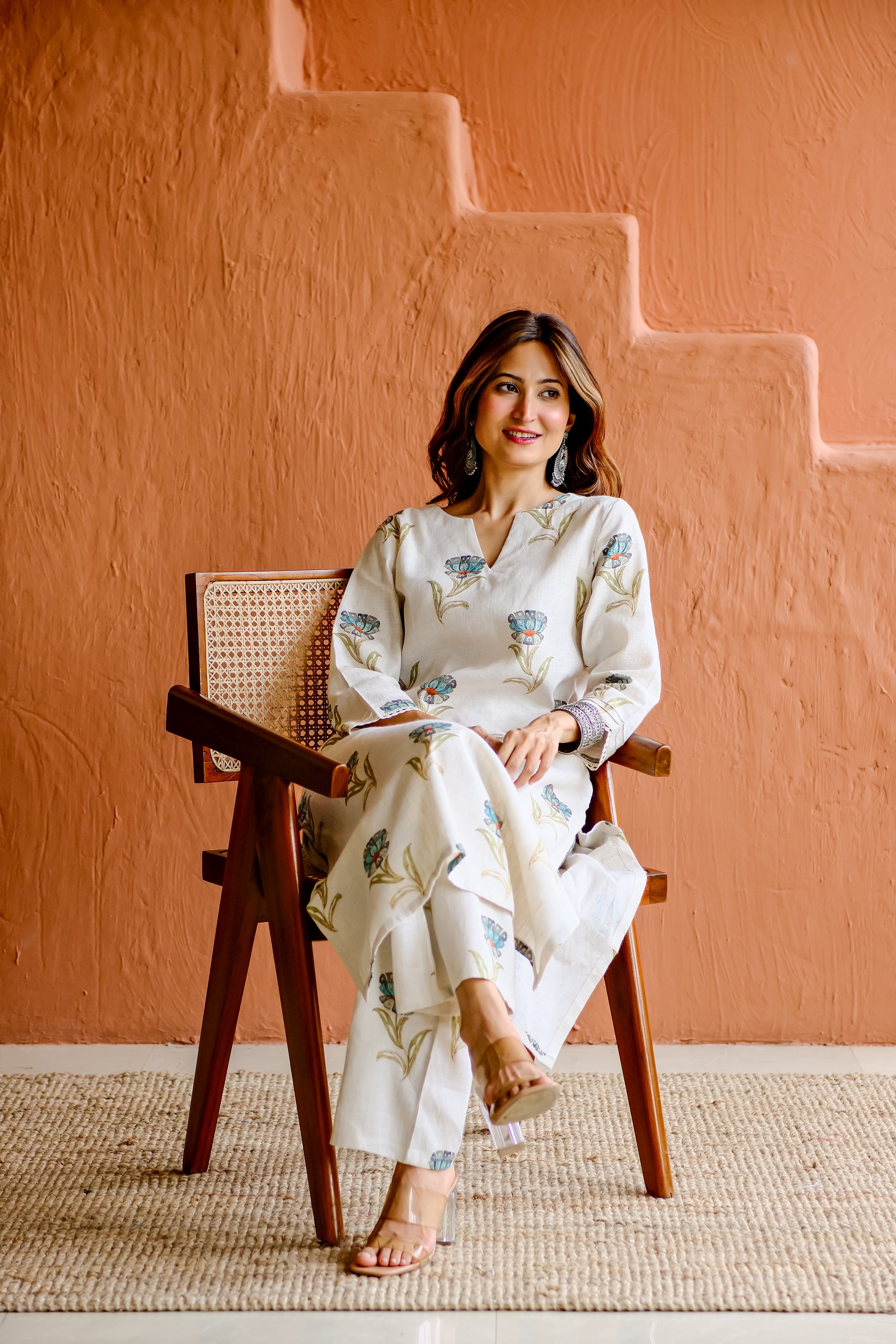 Tavisha Bloom Pure Linen Co-ord/Kurta Set