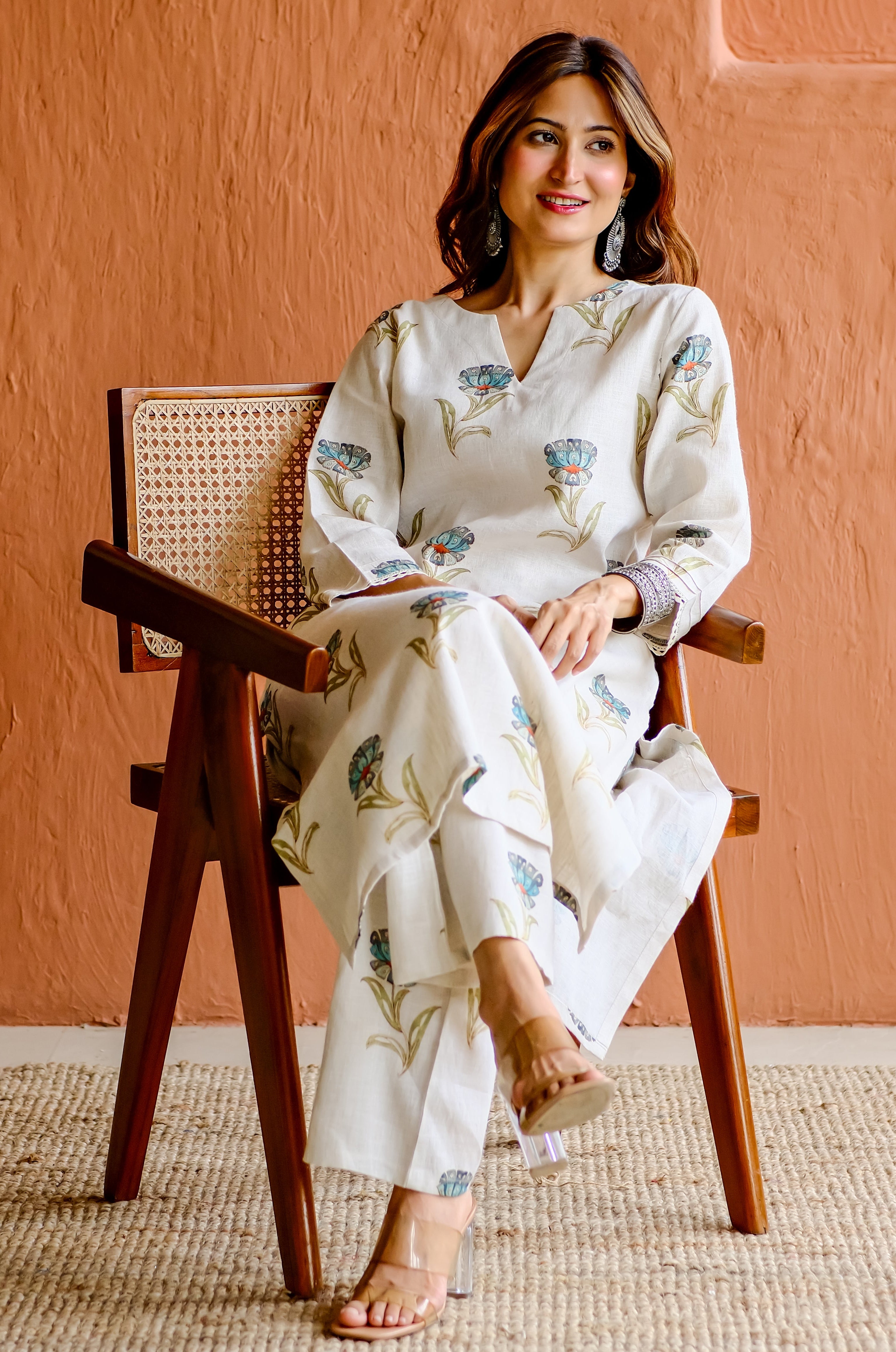 Tavisha Bloom Pure Linen Co-ord/Kurta Set