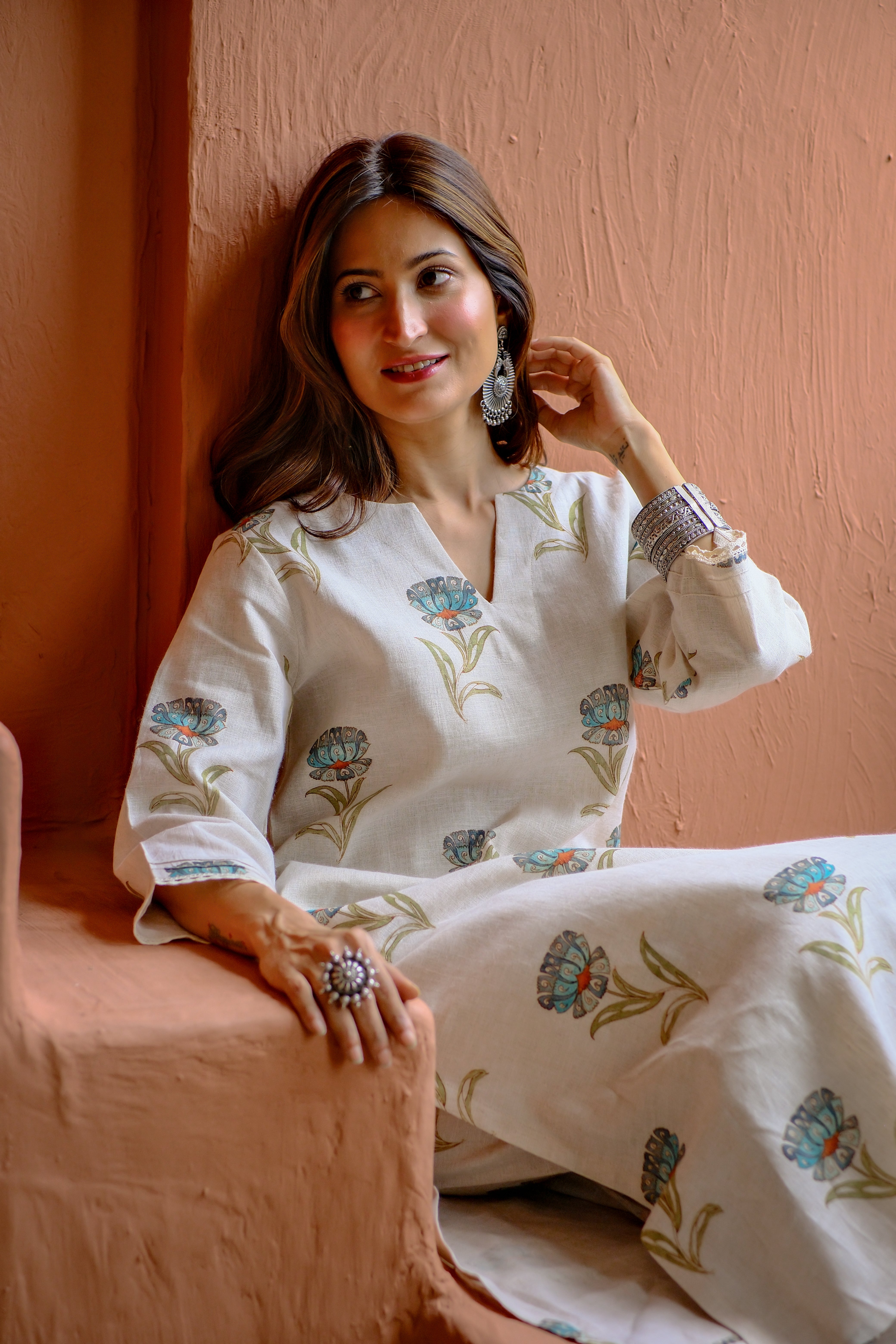 Tavisha Bloom Pure Linen Co-ord/Kurta Set