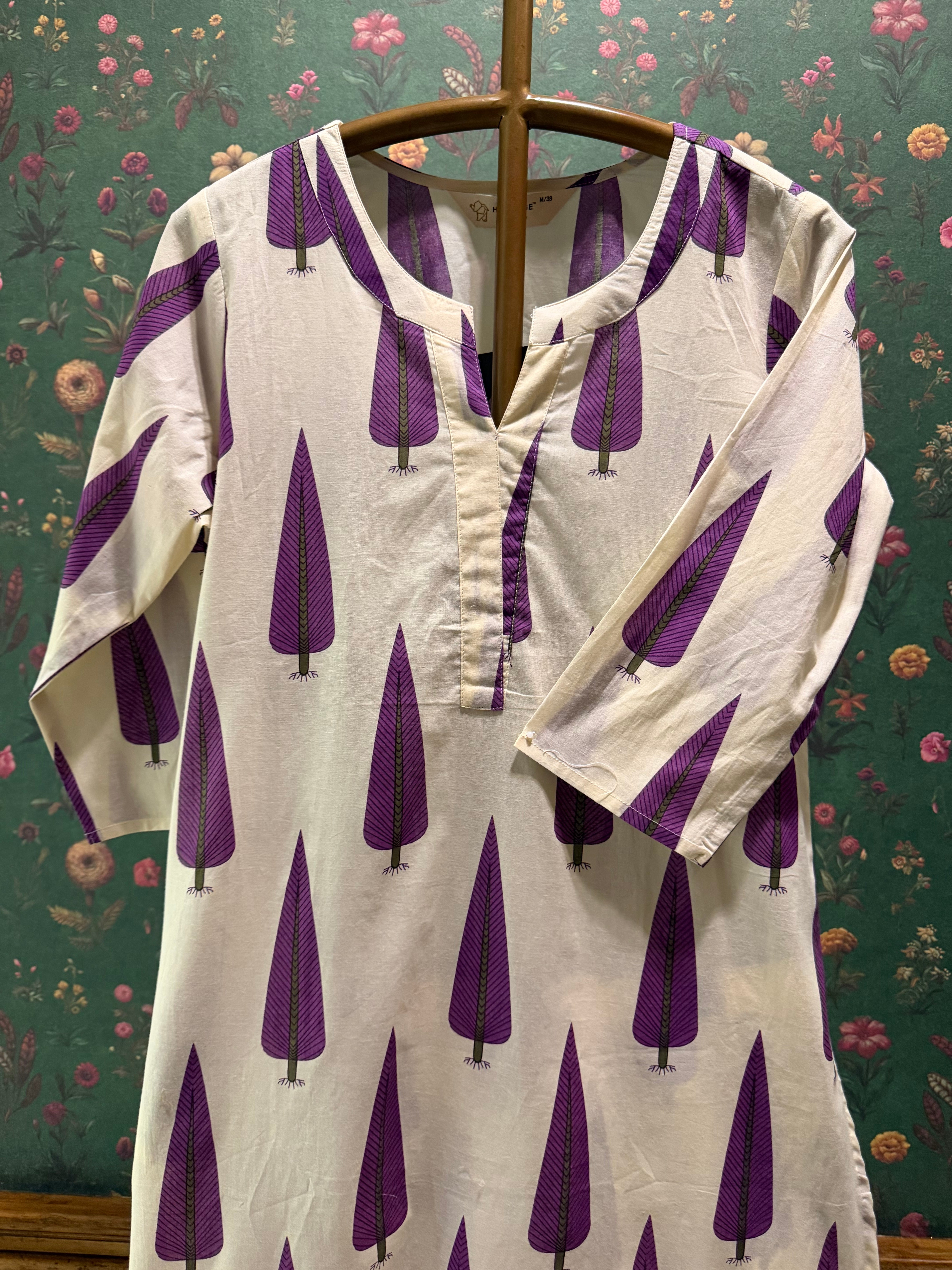 Purple Cotton Printed Kurta Set | HER-711