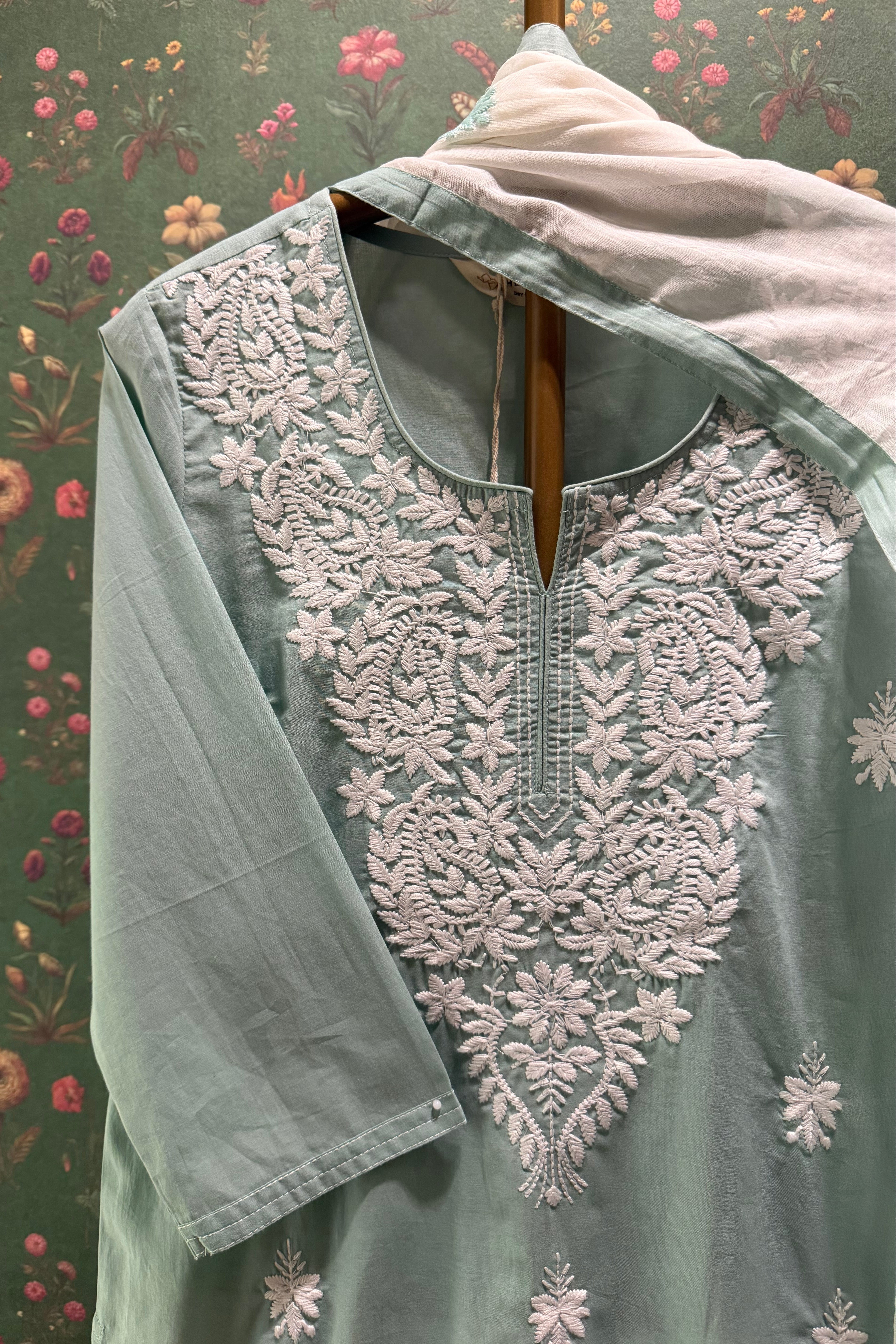 Aqua Chikankari Suit Set | HER-703