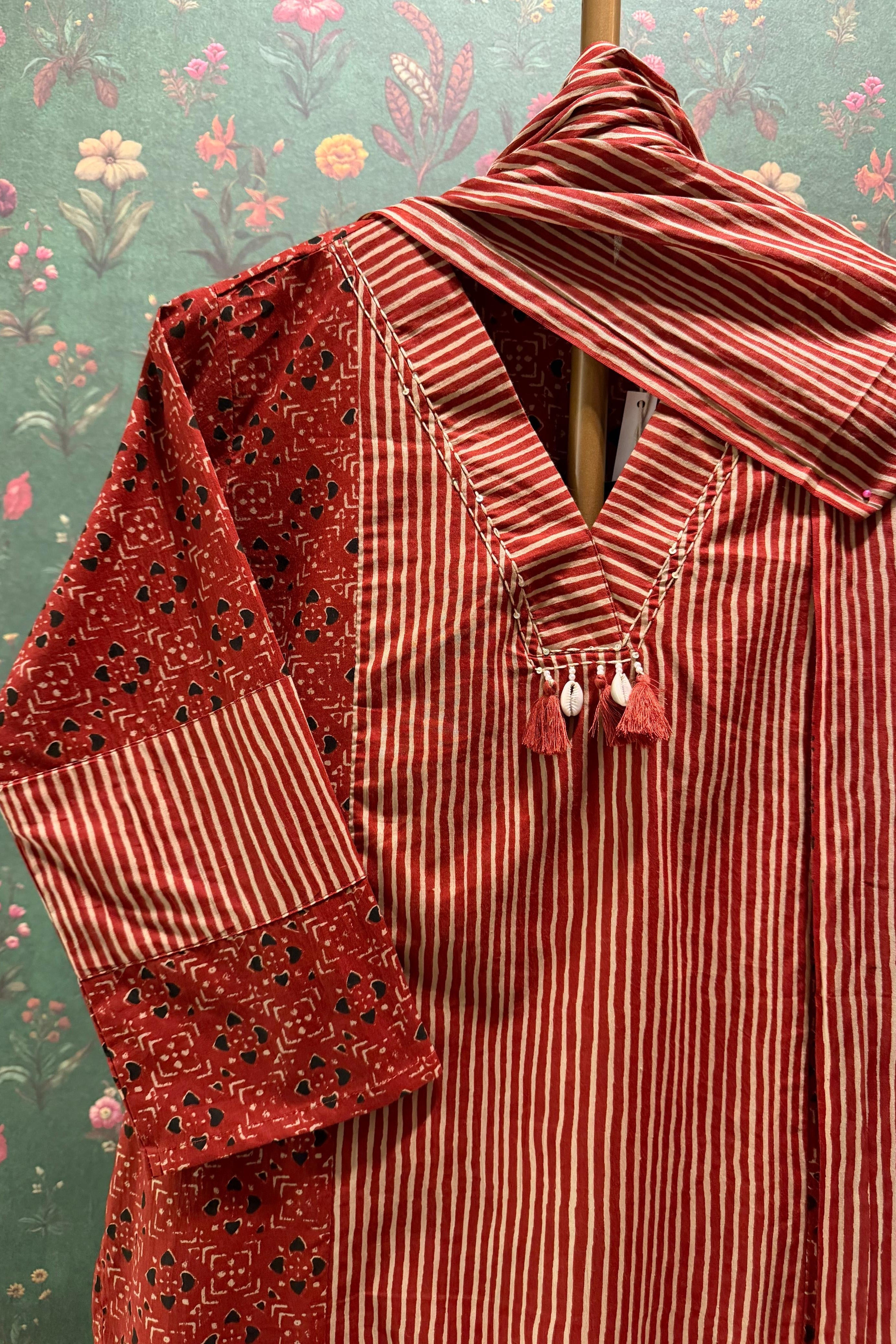 Rekha Ajrakh Rust Suit Set | HER-678