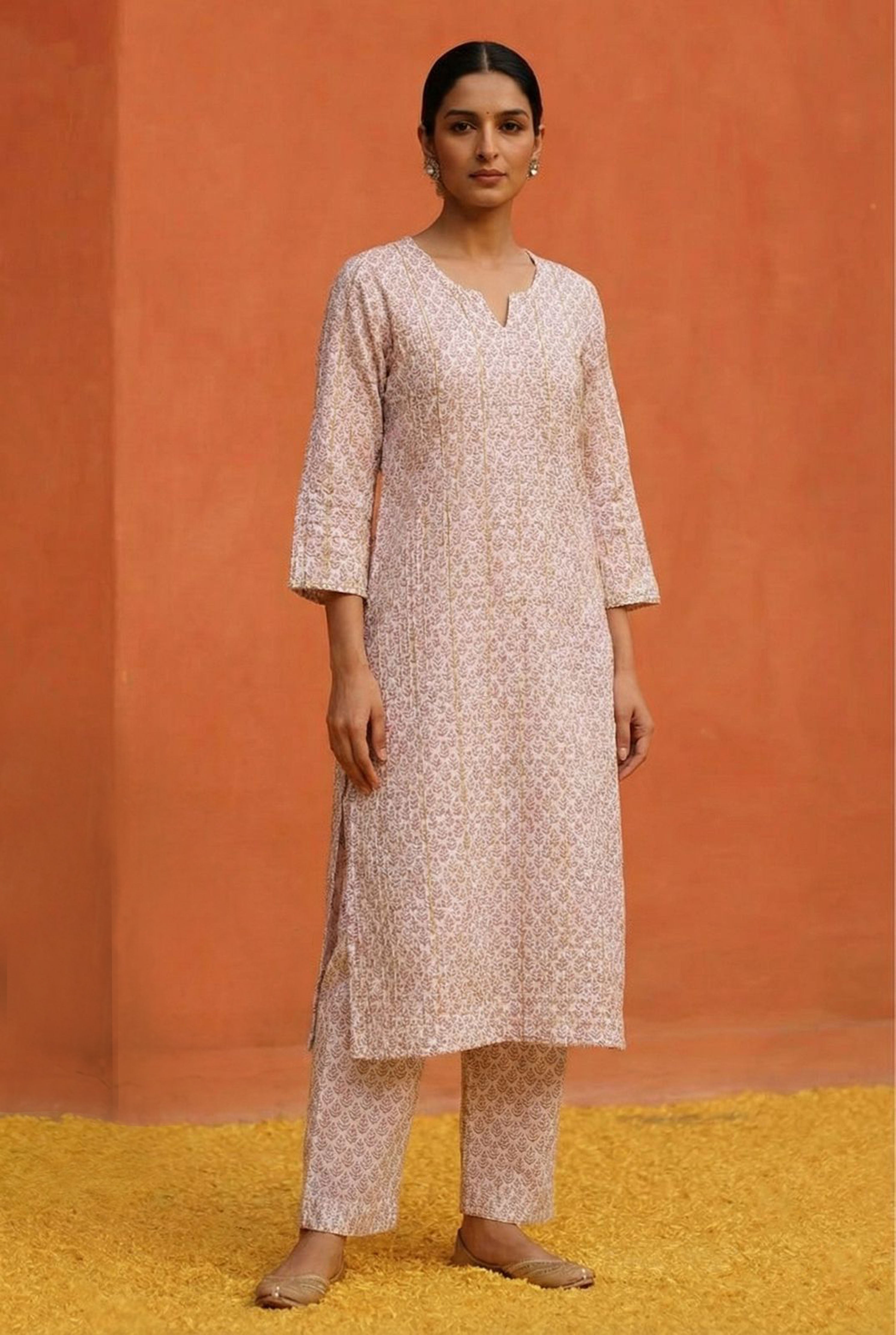 Saaz Lilac Printed Cotton Co-ord Set | HER-506