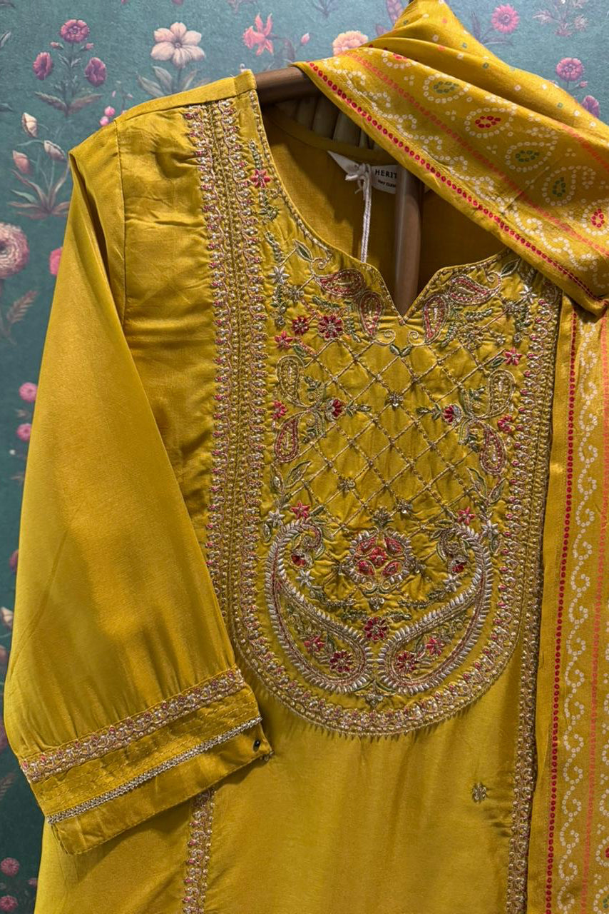 Rajrani Lime Yellow Festive Suit Set | HER-660