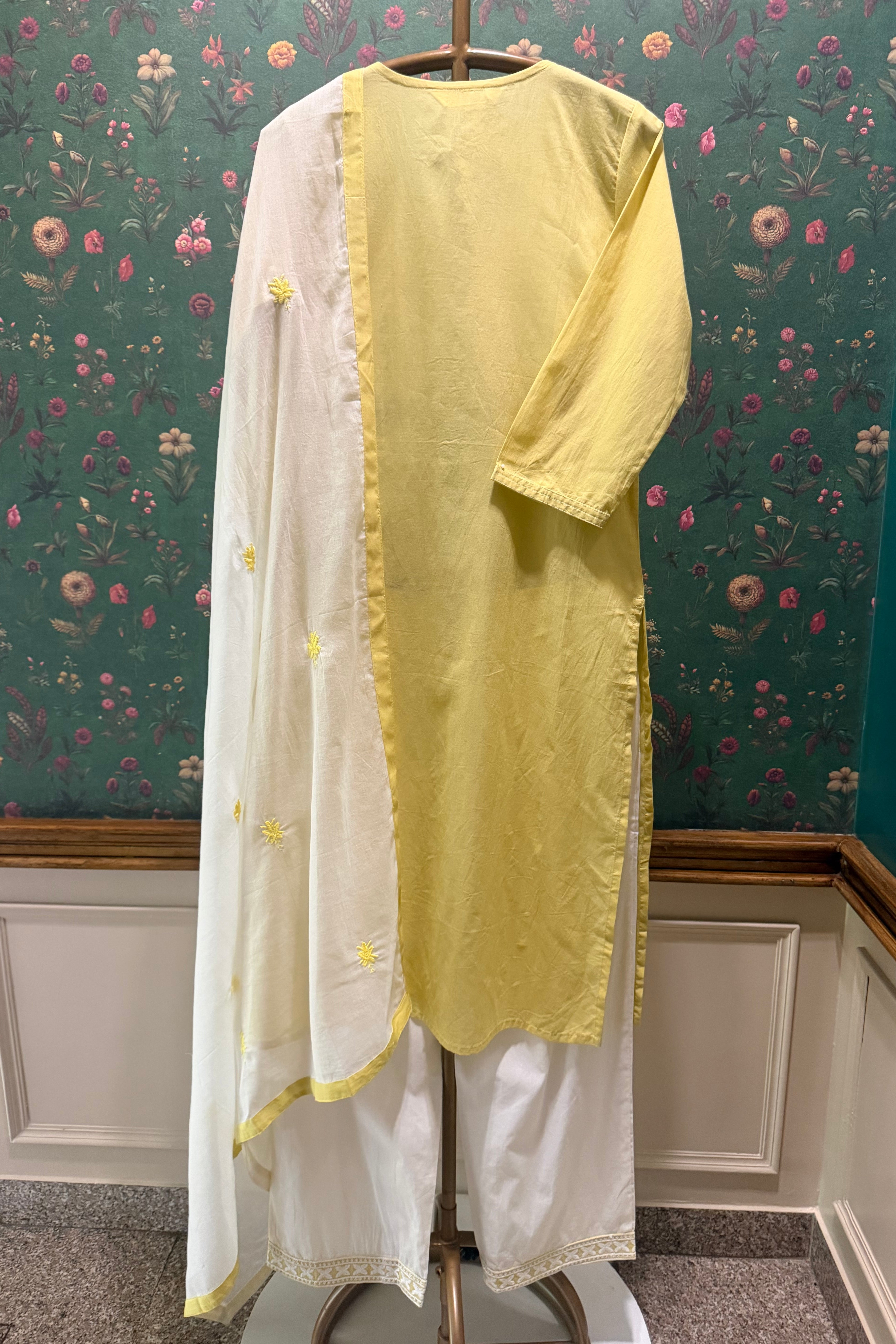 Pastel Yellow Chikankari Suit Set | HER-703