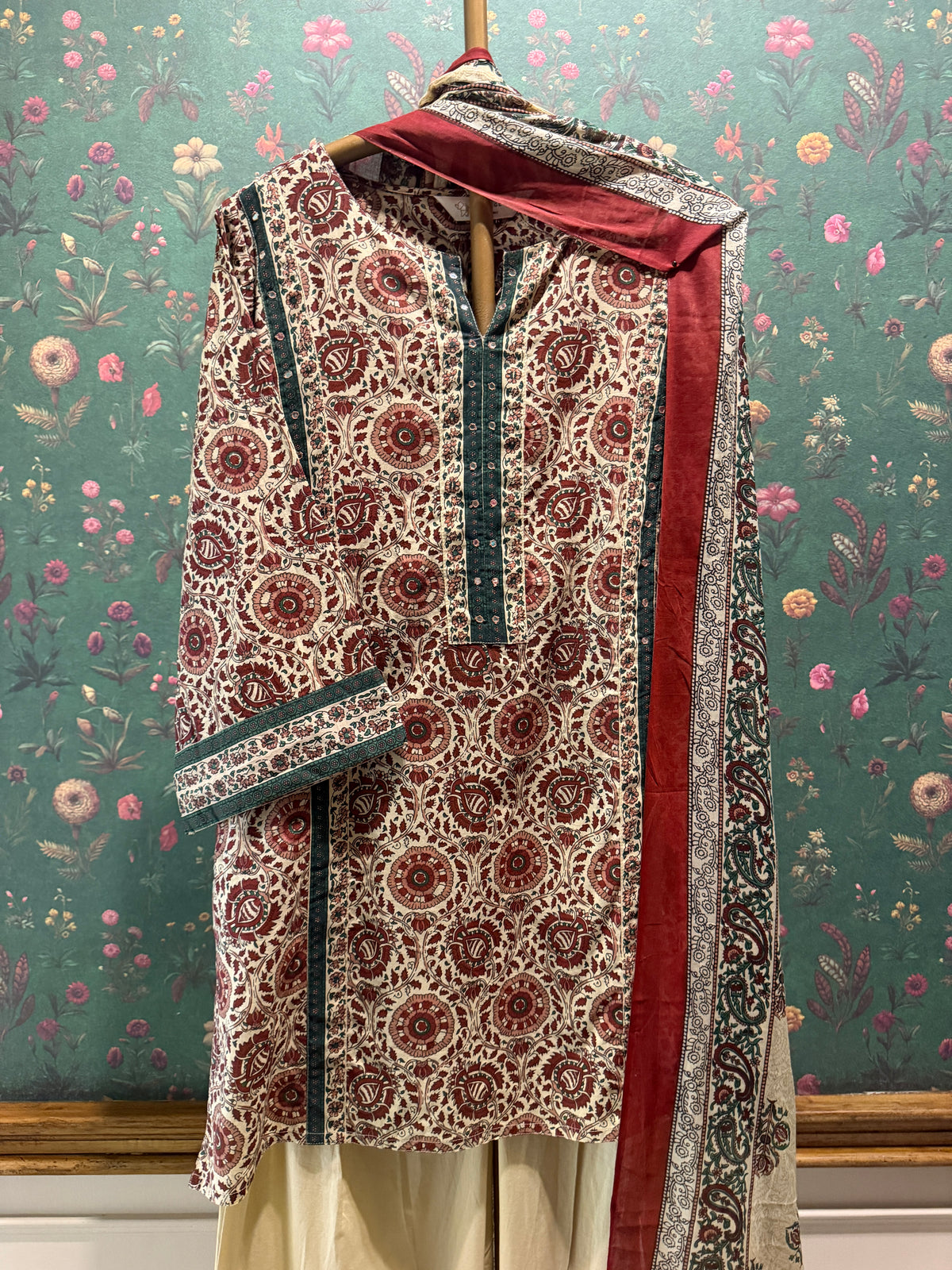 Maroon & Ivory Farshi Salwar Set