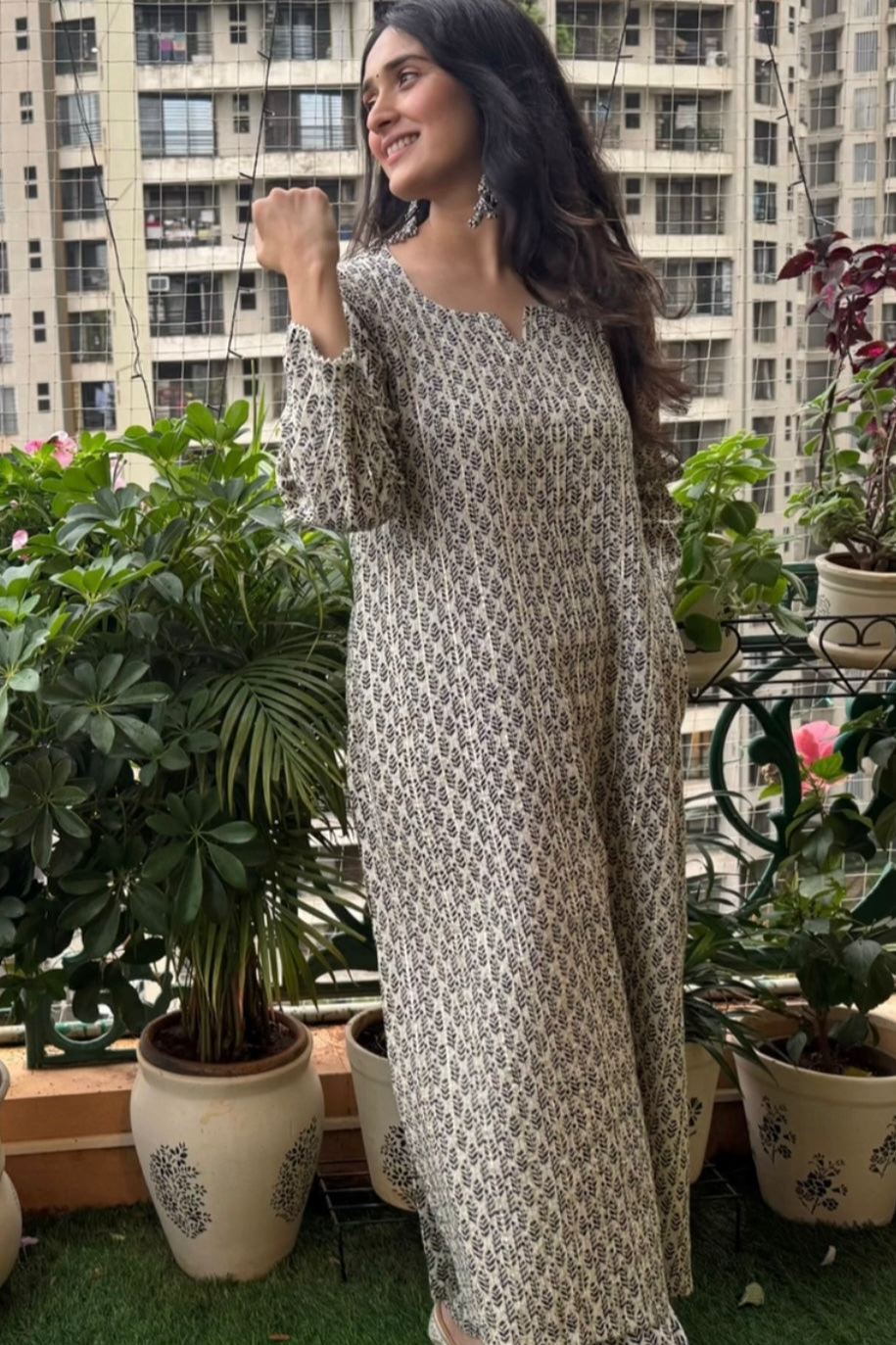 Saaz Black Printed Cotton Co-ord Set | HER-506 BLACK