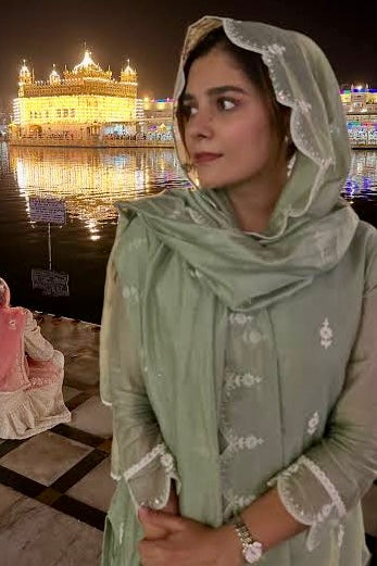 Pastel Green Hand-Embroidered Chanderi Suit Set | HER-406