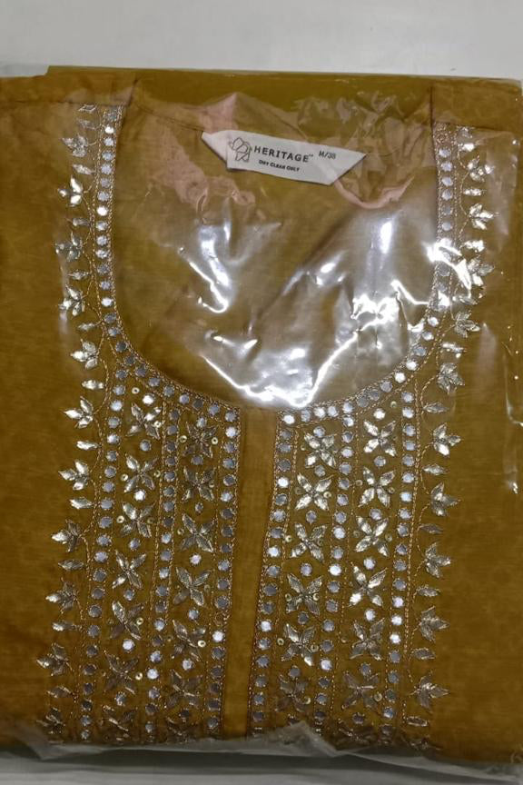 Falak Mustard Yellow Chanderi Suit Set | HER-413