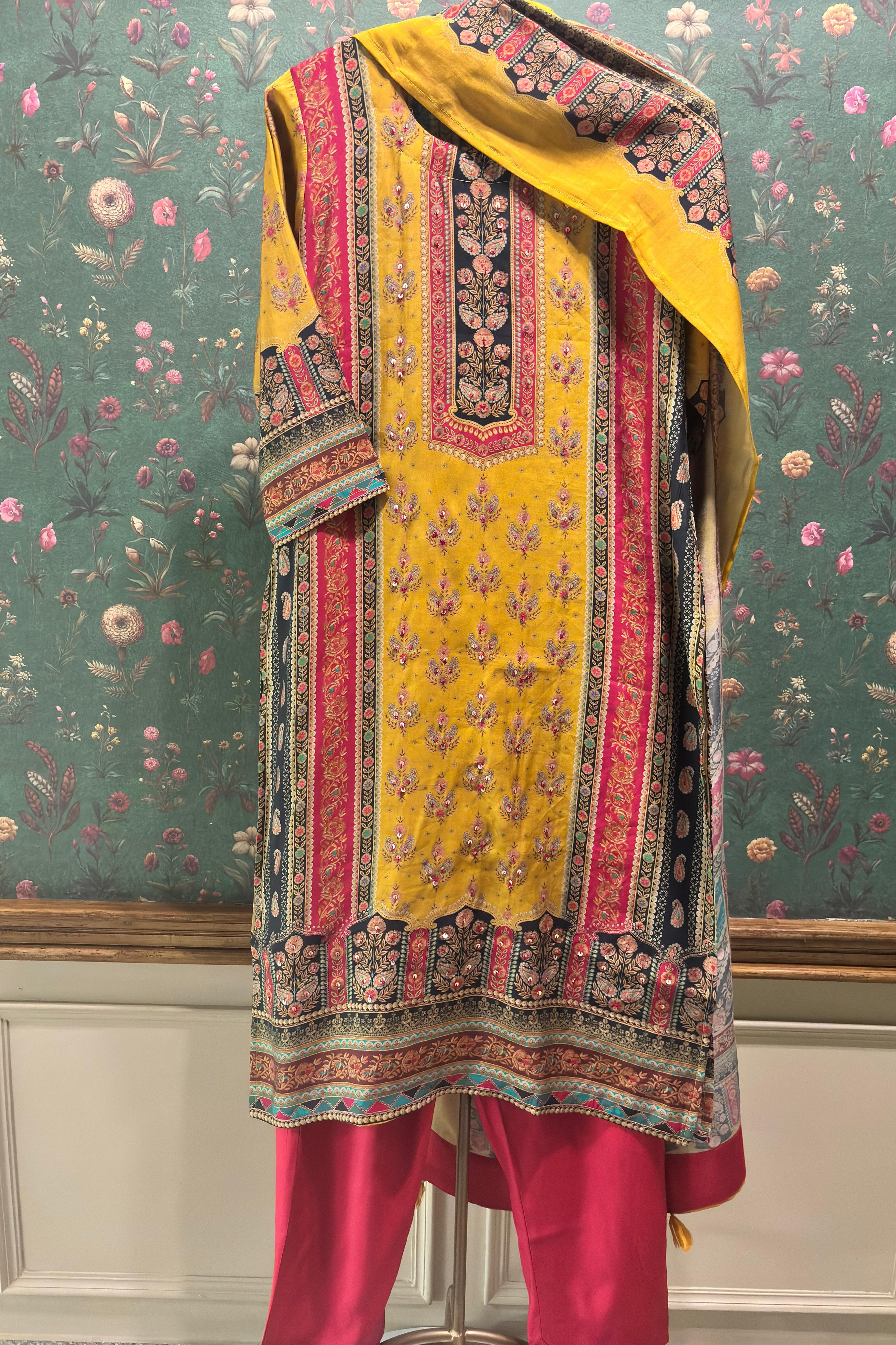 Mustard Yellow Muslin Suit Set | HER-453