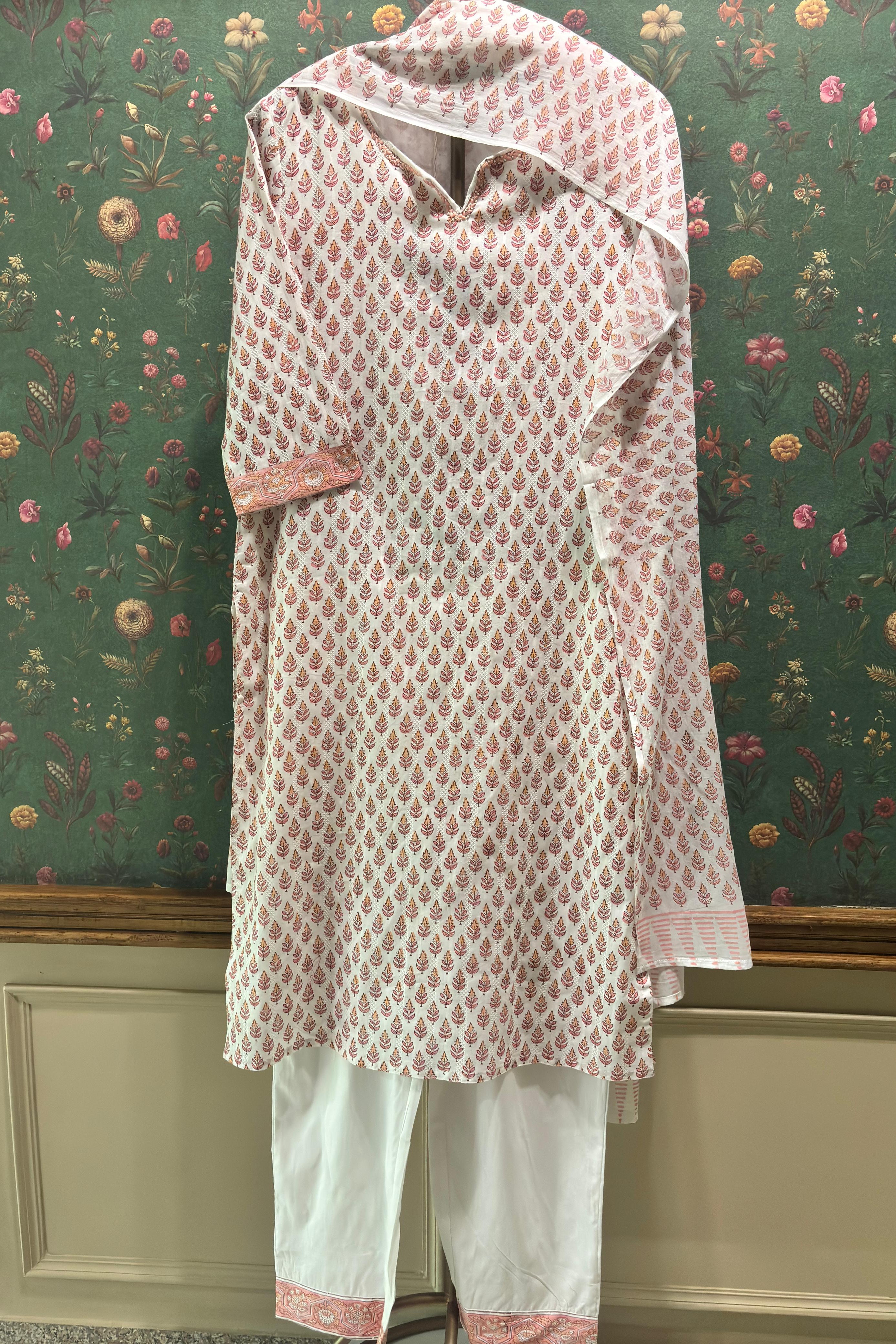 Pink Straight Fit Cotton Suit Set | HER-468