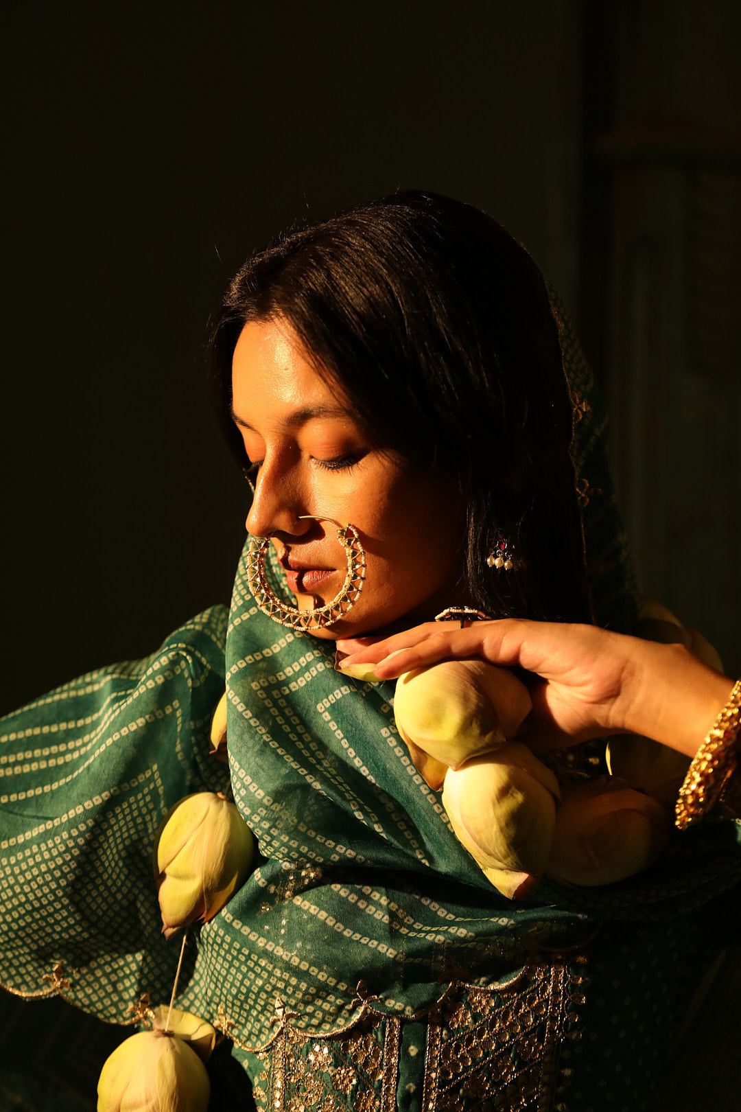 Teal Bandhani Chanderi Suit Set | HER-293