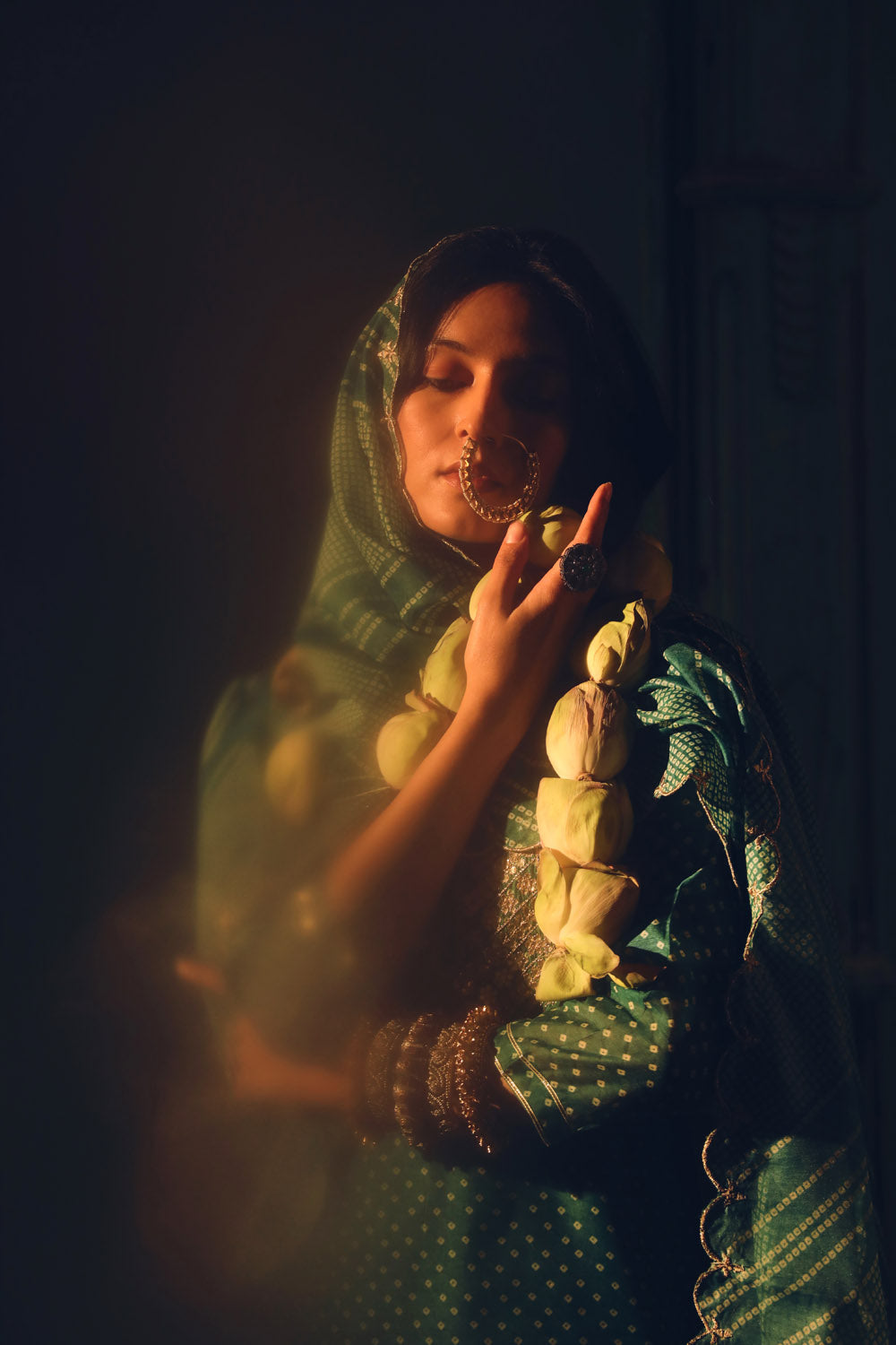 Teal Bandhani Chanderi Suit Set | HER-293