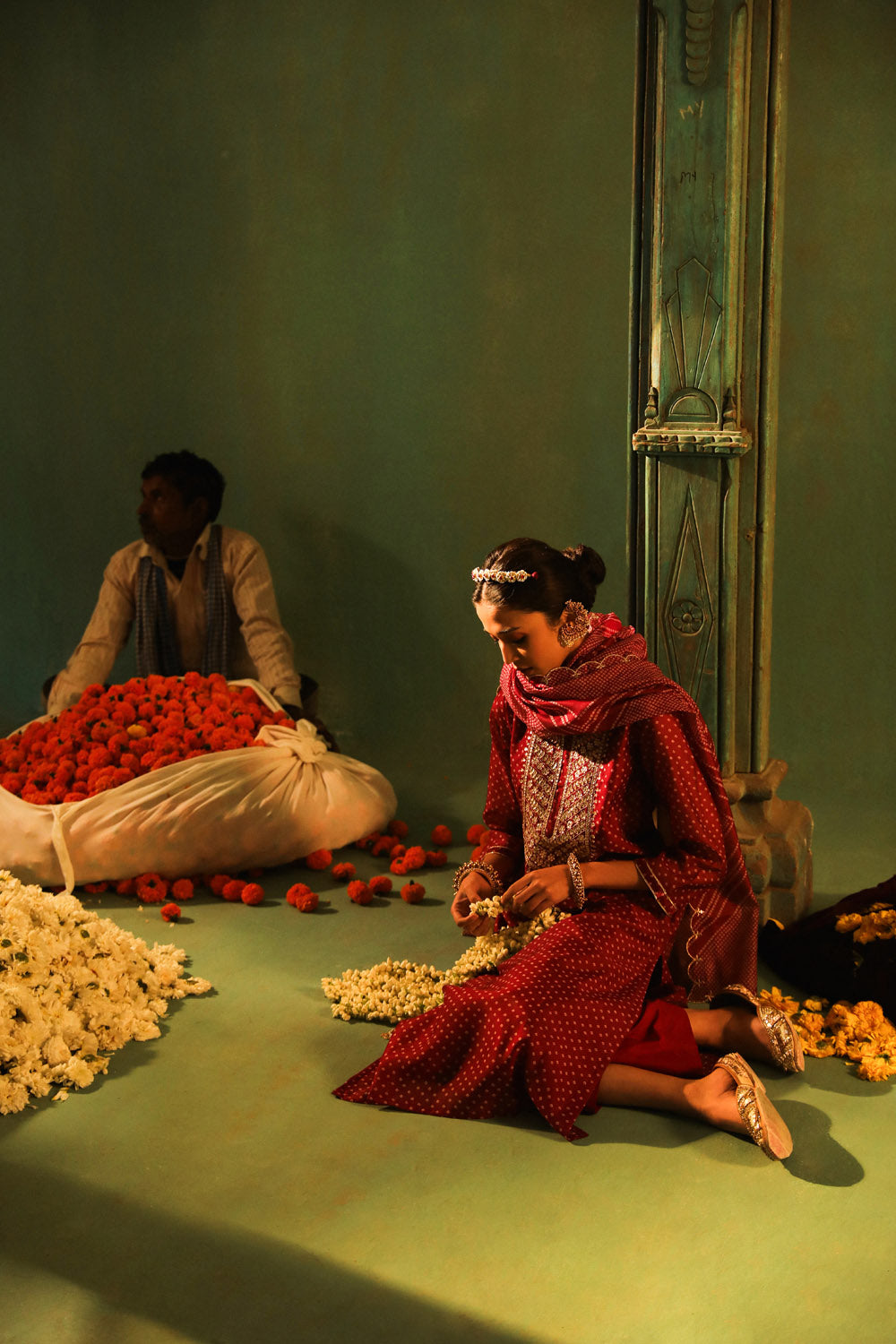 Wine Bandhani Chanderi Suit Set | HER-293