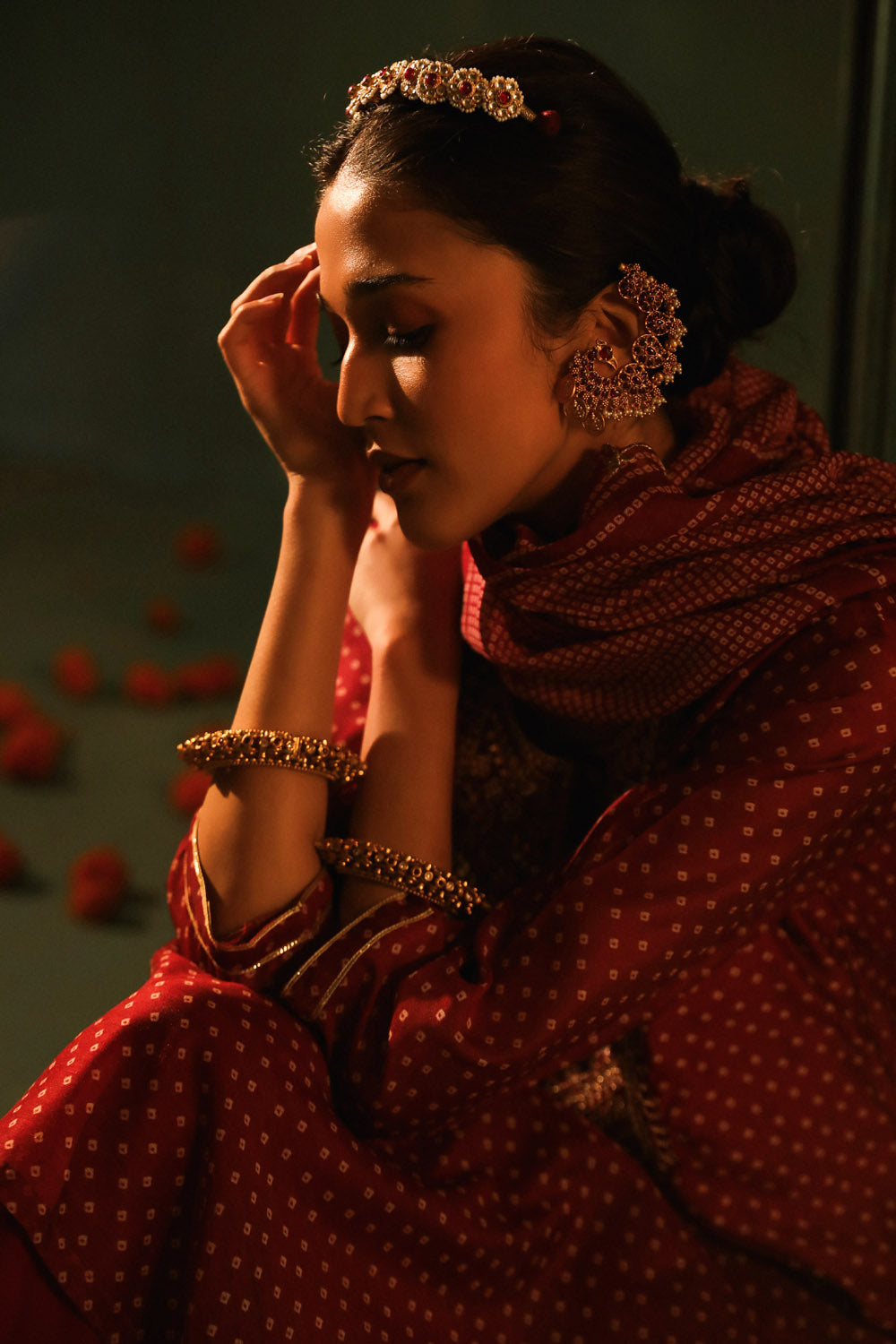 Wine Bandhani Chanderi Suit Set | HER-293